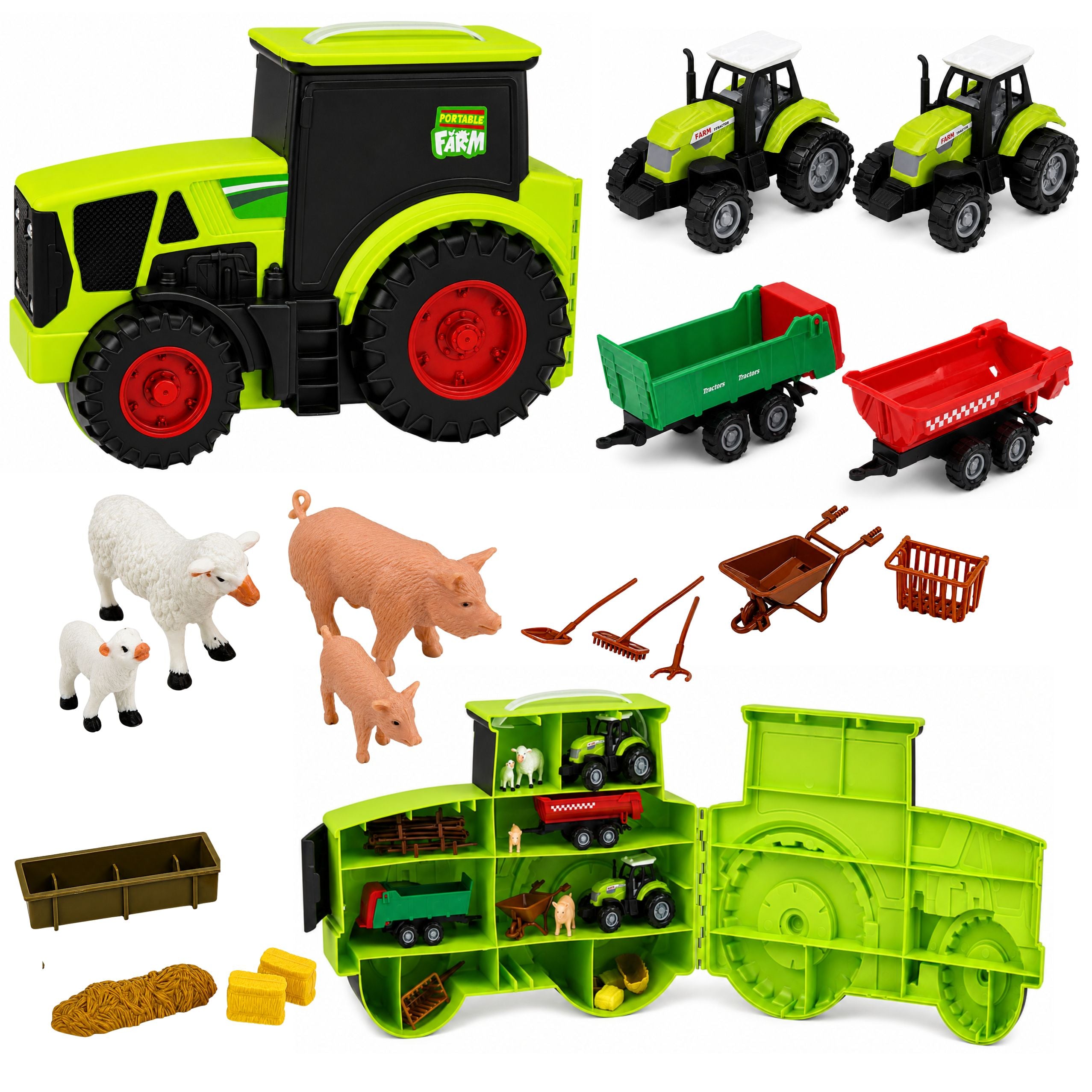 Farm Set With Tractor Agricultural Vehicles Animals Accessories 28 Pcs.