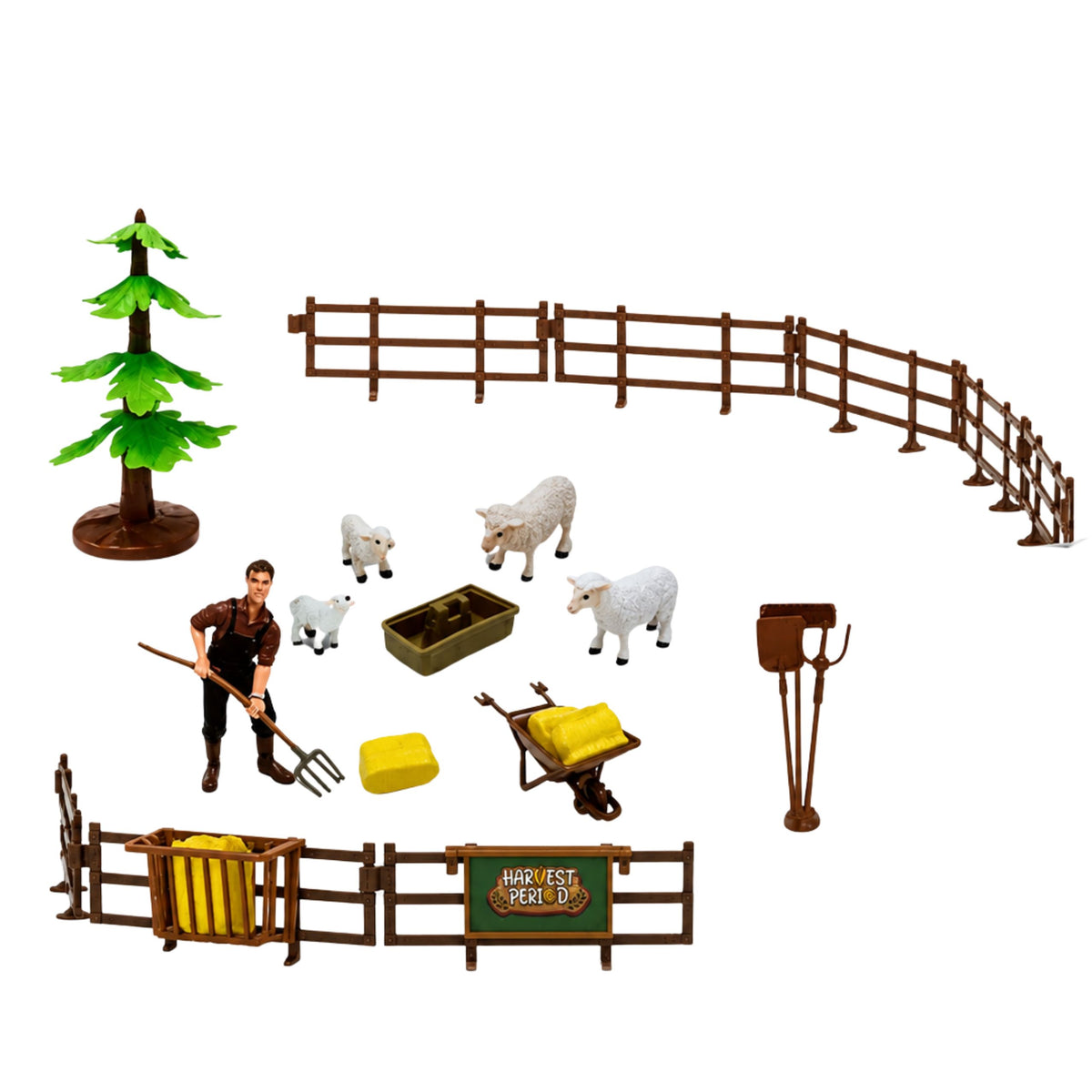 Set Fattoria Con Trattore Stalla Silo Figure Animali Attrezzi 49 Pz.