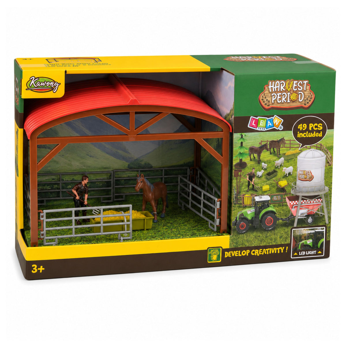 Set Fattoria Con Trattore Stalla Silo Figure Animali Attrezzi 49 Pz.