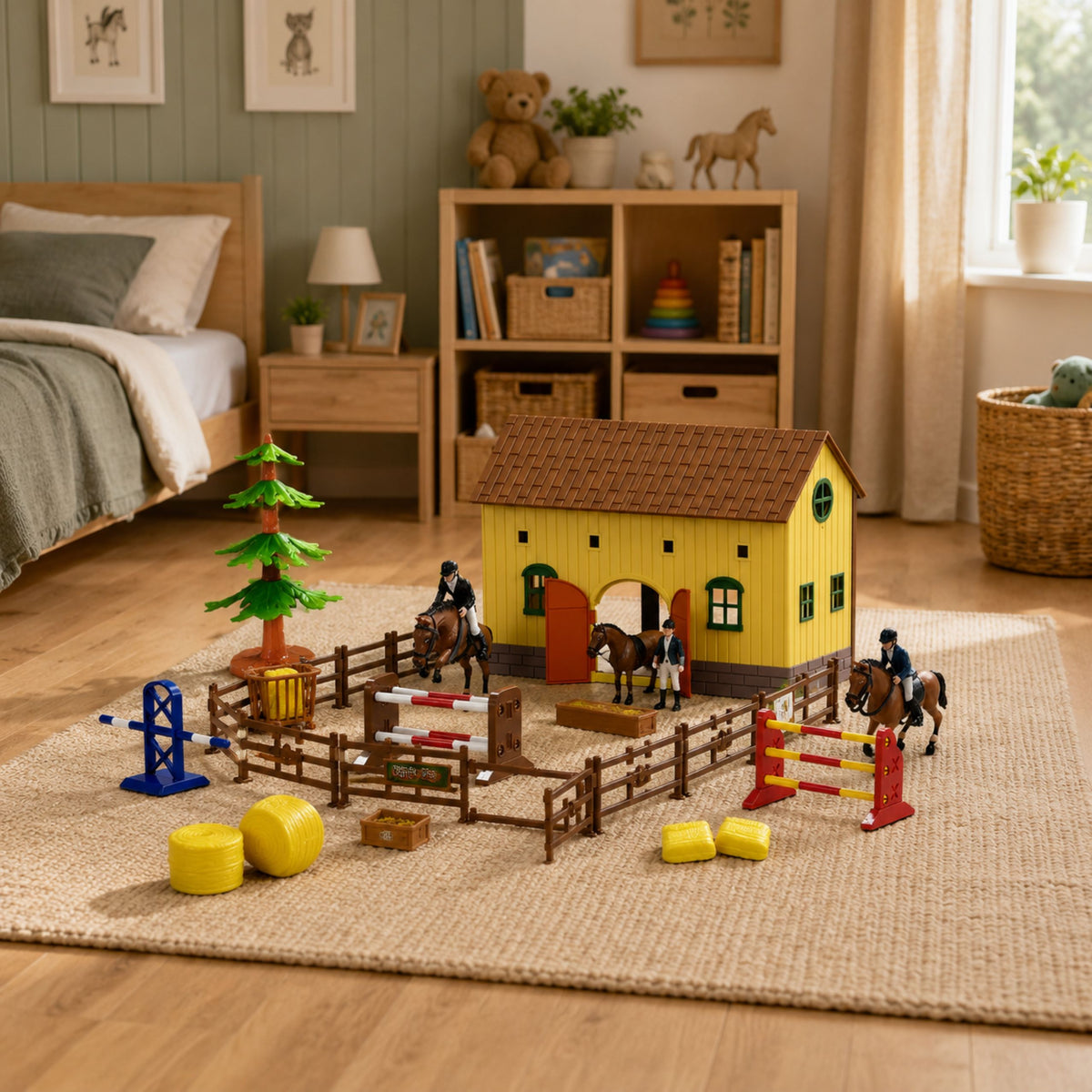 Set Farm Horse Stables Horse Jumping Hills Figures Accessories 69 Pcs.