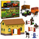 Set Farm Stud Farm Tractor Obstacle Course Jumping Hills Horses Figures 72 Pcs.