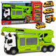 Truck With Crane And Vehicle Transporter Lights Sounds Green