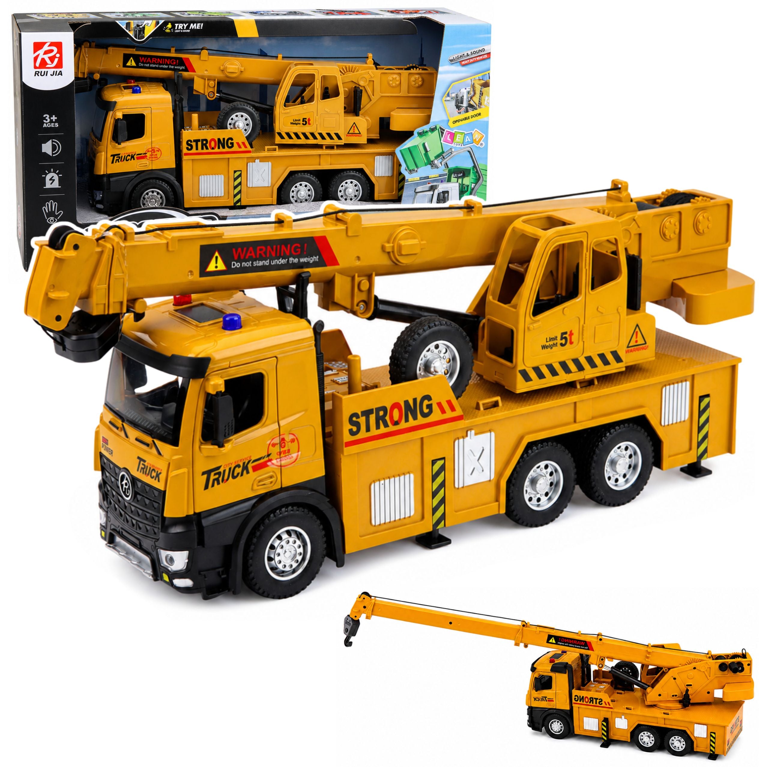 Truck With Crane Adjustable Metal Cab Lights Sounds Drive 1:12