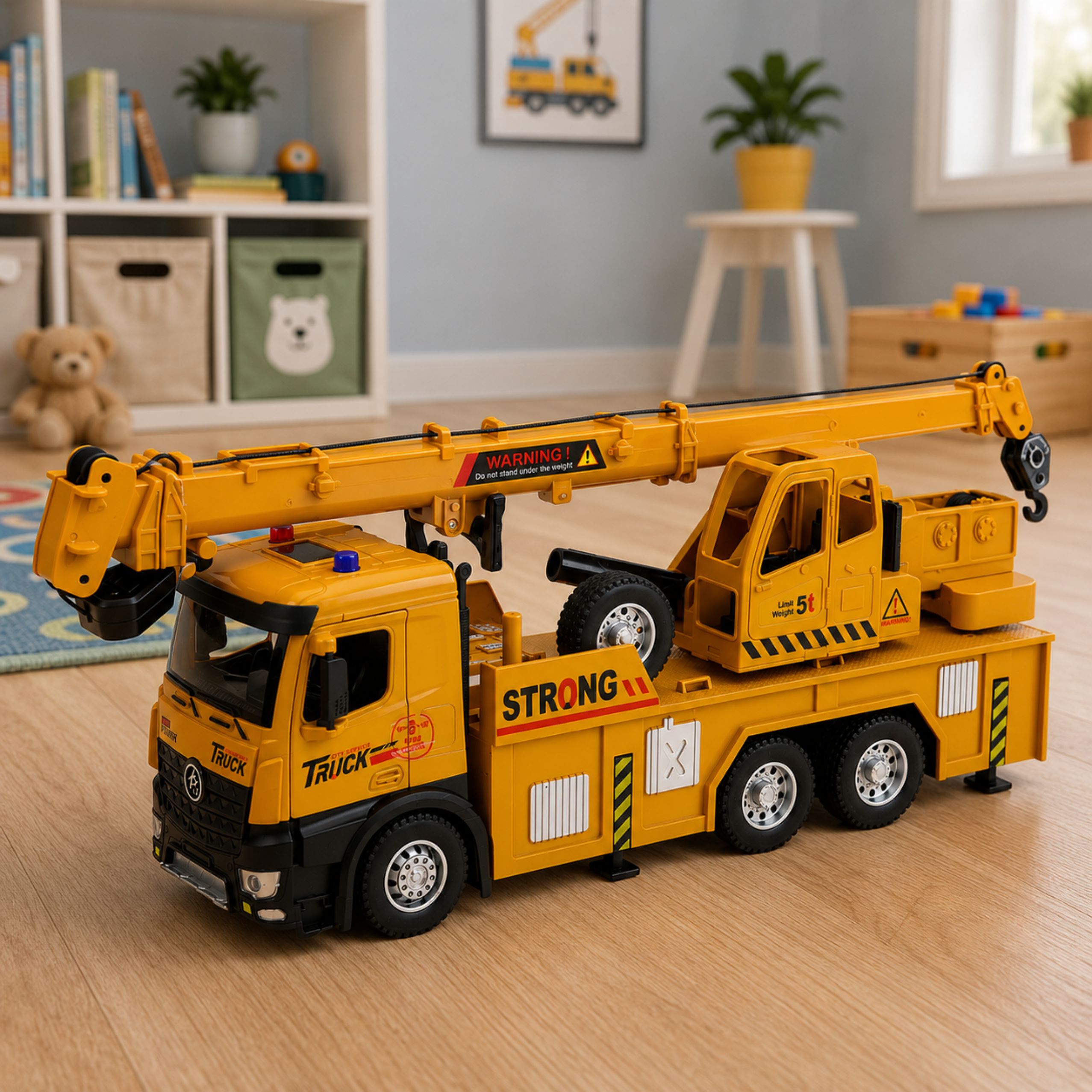 Truck With Crane Adjustable Metal Cab Lights Sounds Drive 1:12