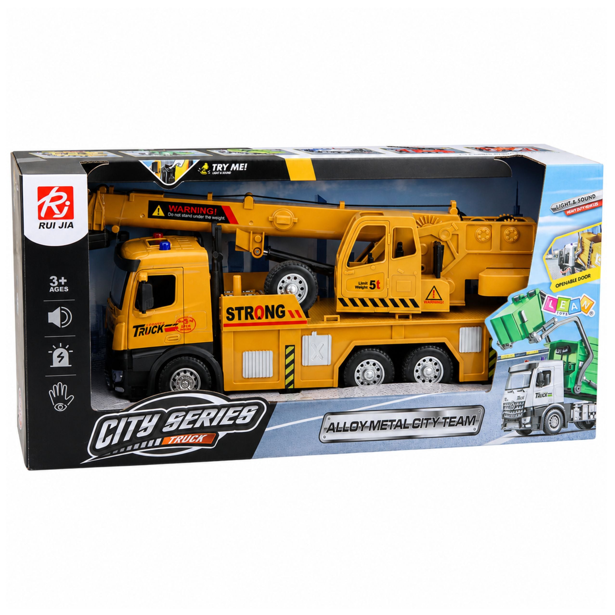 Truck With Crane Adjustable Metal Cab Lights Sounds Drive 1:12