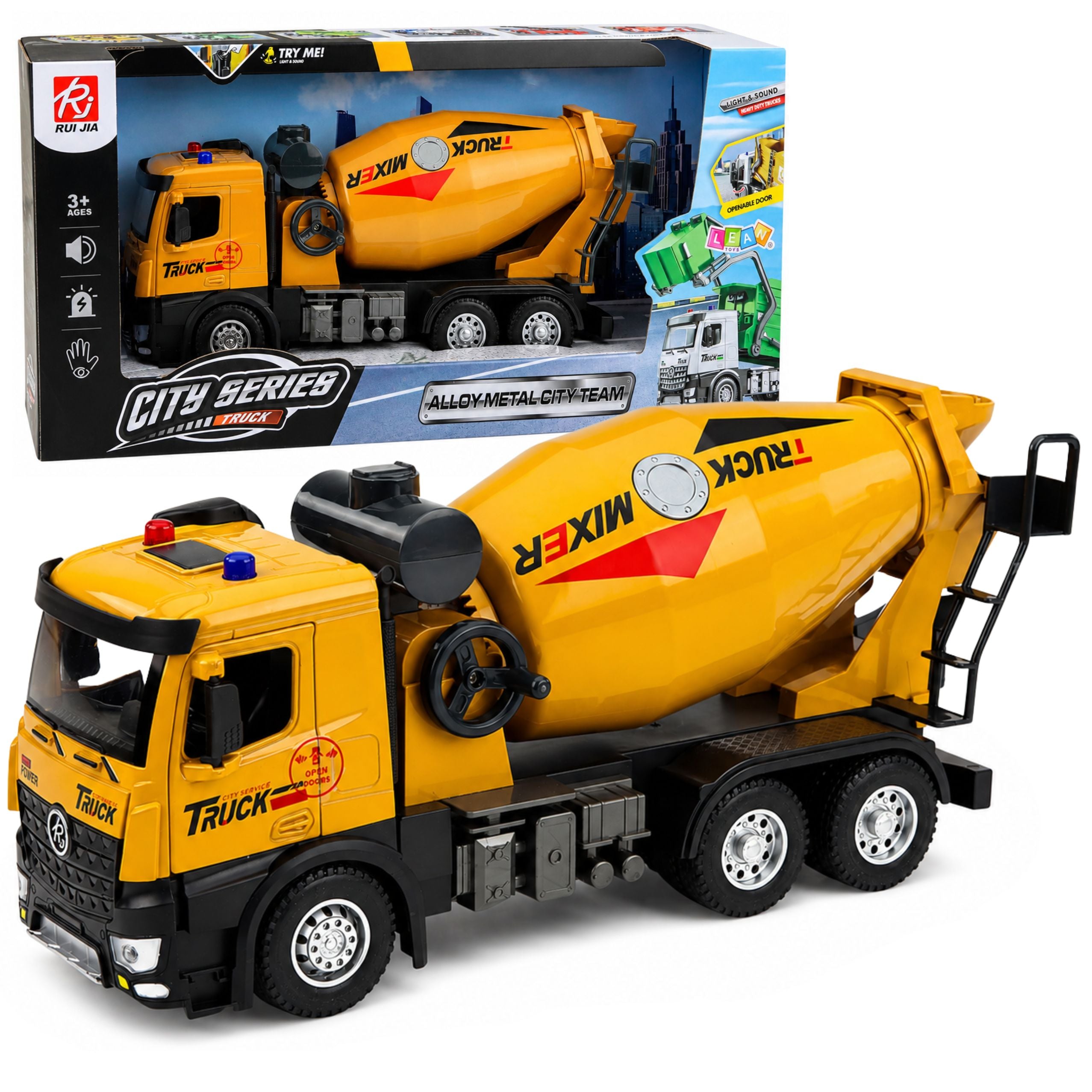 Construction Truck Concrete Mixer Metal Cabin Lights Sounds Drive 1:12