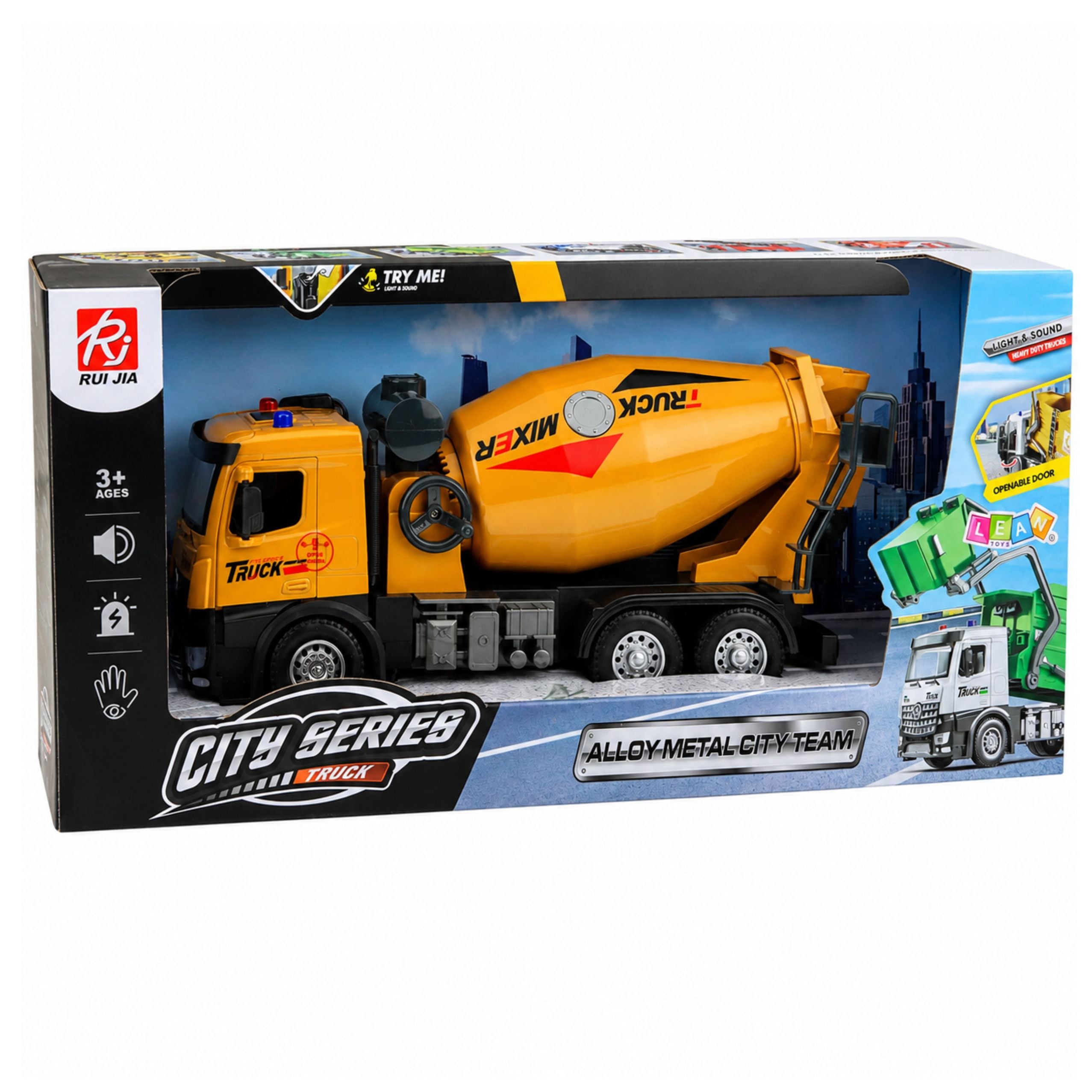 Construction Truck Concrete Mixer Metal Cabin Lights Sounds Drive 1:12