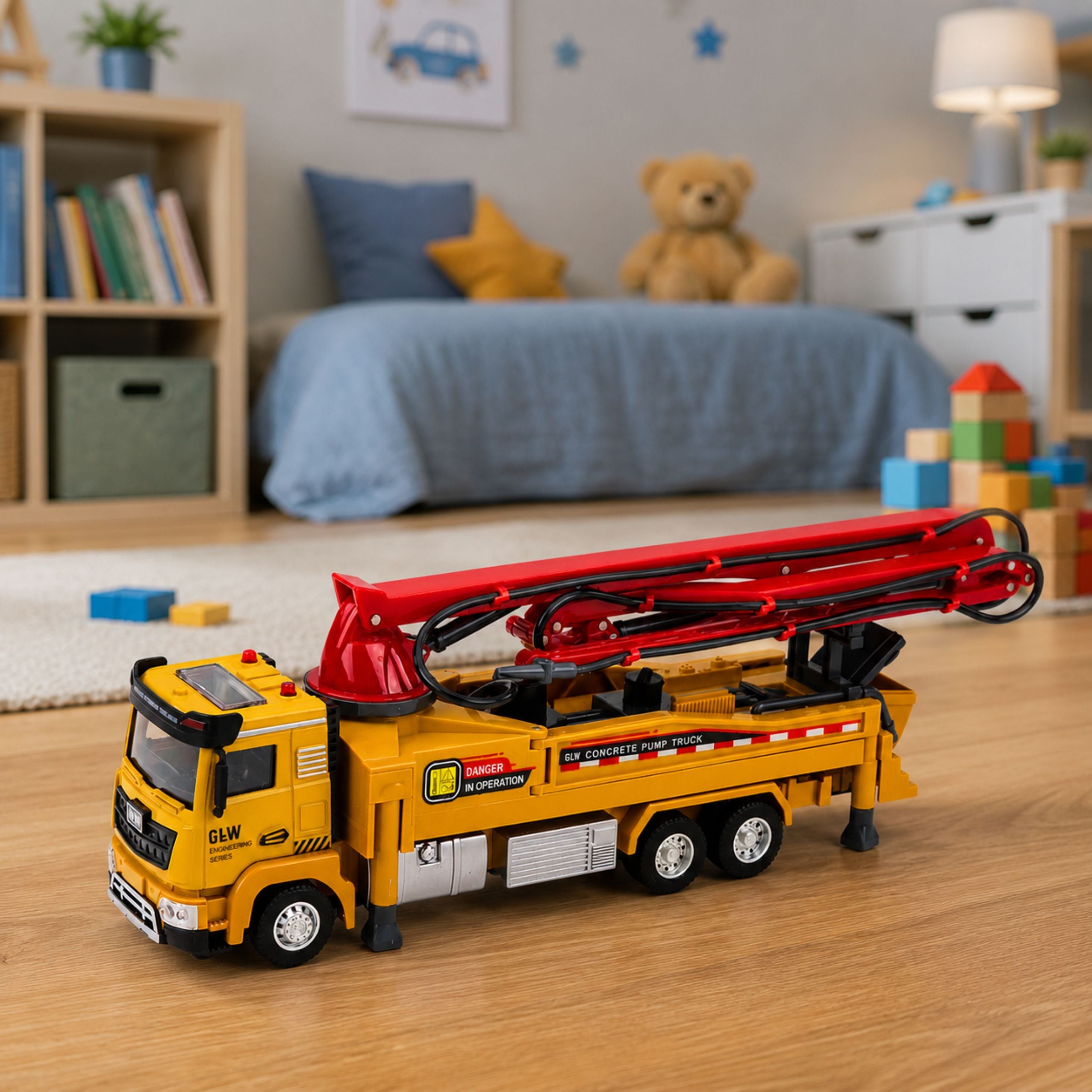 Concrete Pump Truck With Lights Sounds Water Drive 1:40