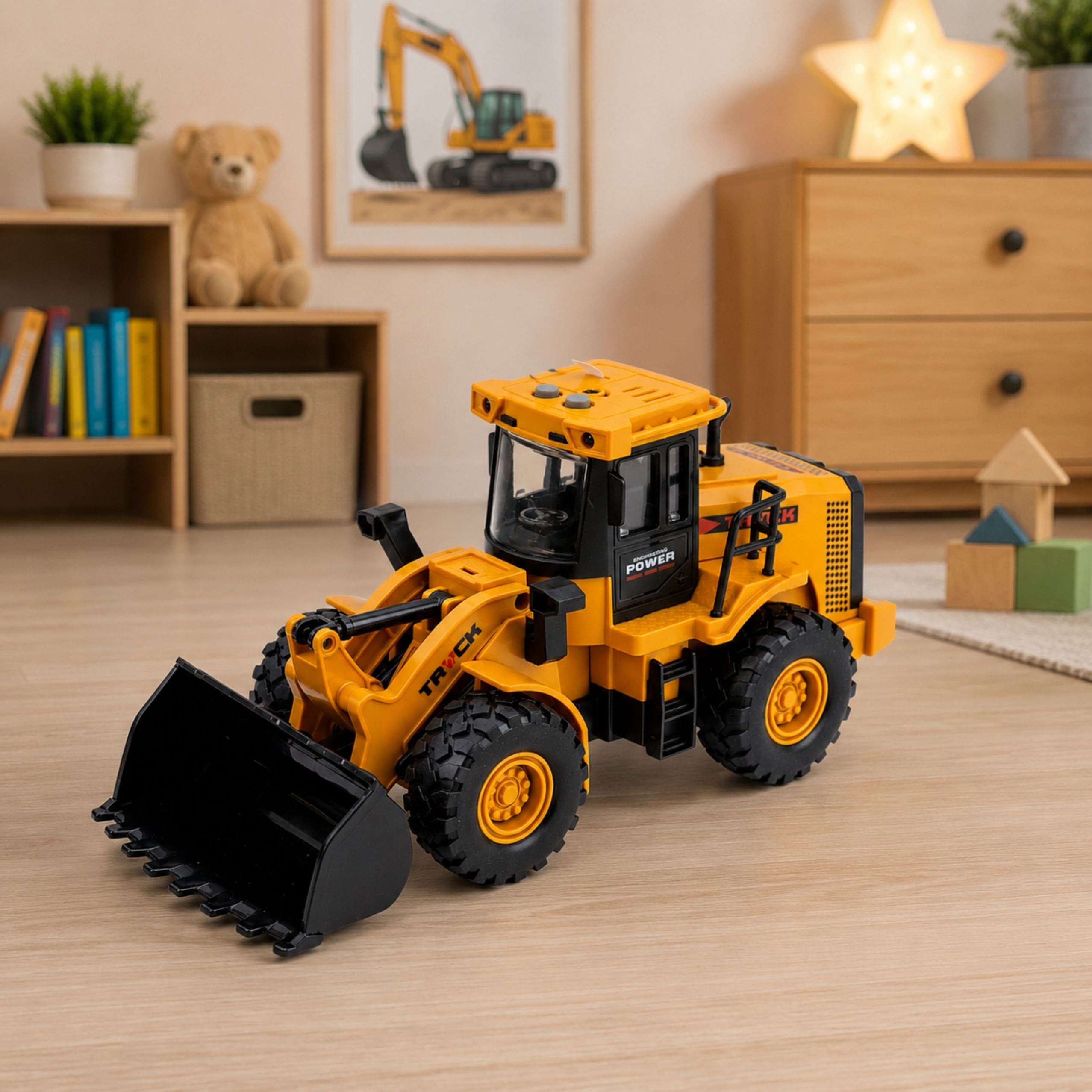 Construction Vehicle Excavator With Movable Bucket Lights Sounds Yellow 1:43