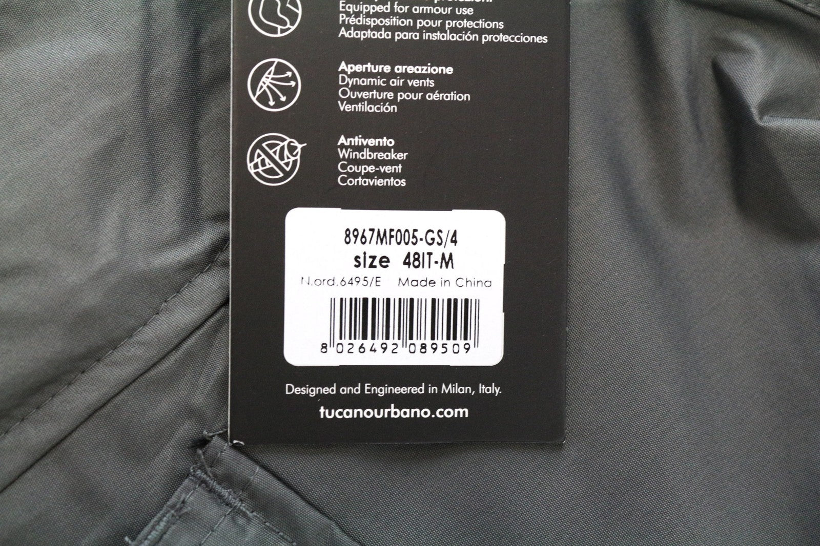 Jaqueta masculina Tucano Urbano New Tucanji cinza motowindbreaker respirável