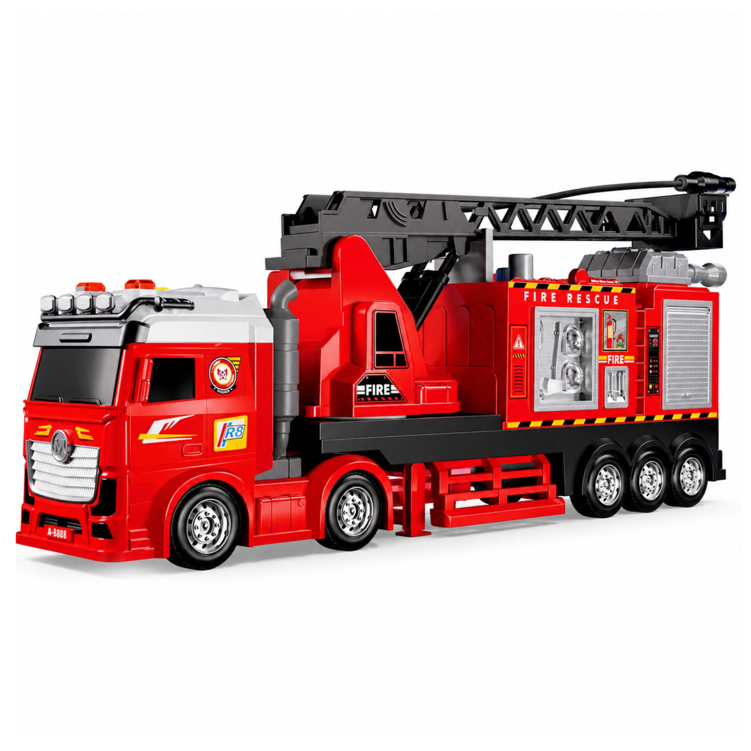 Fire Truck With Boom Extendable Up To 69cm Lights Sounds Water Cannon