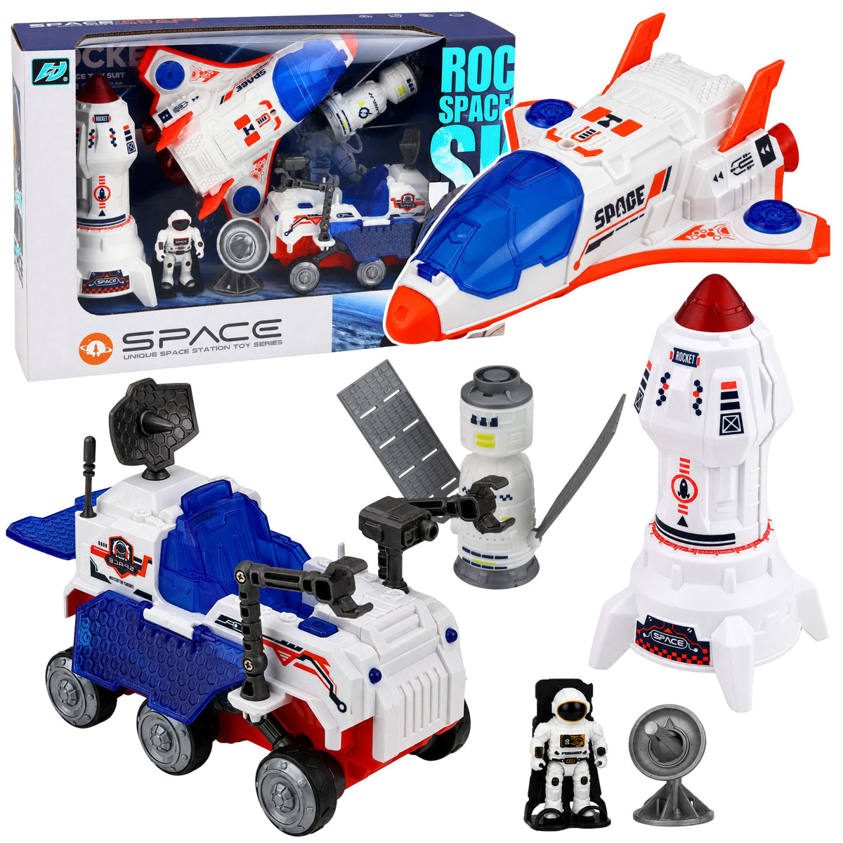 Space Shuttle Raket Research Vehicle Cosmonaut Satellite Set