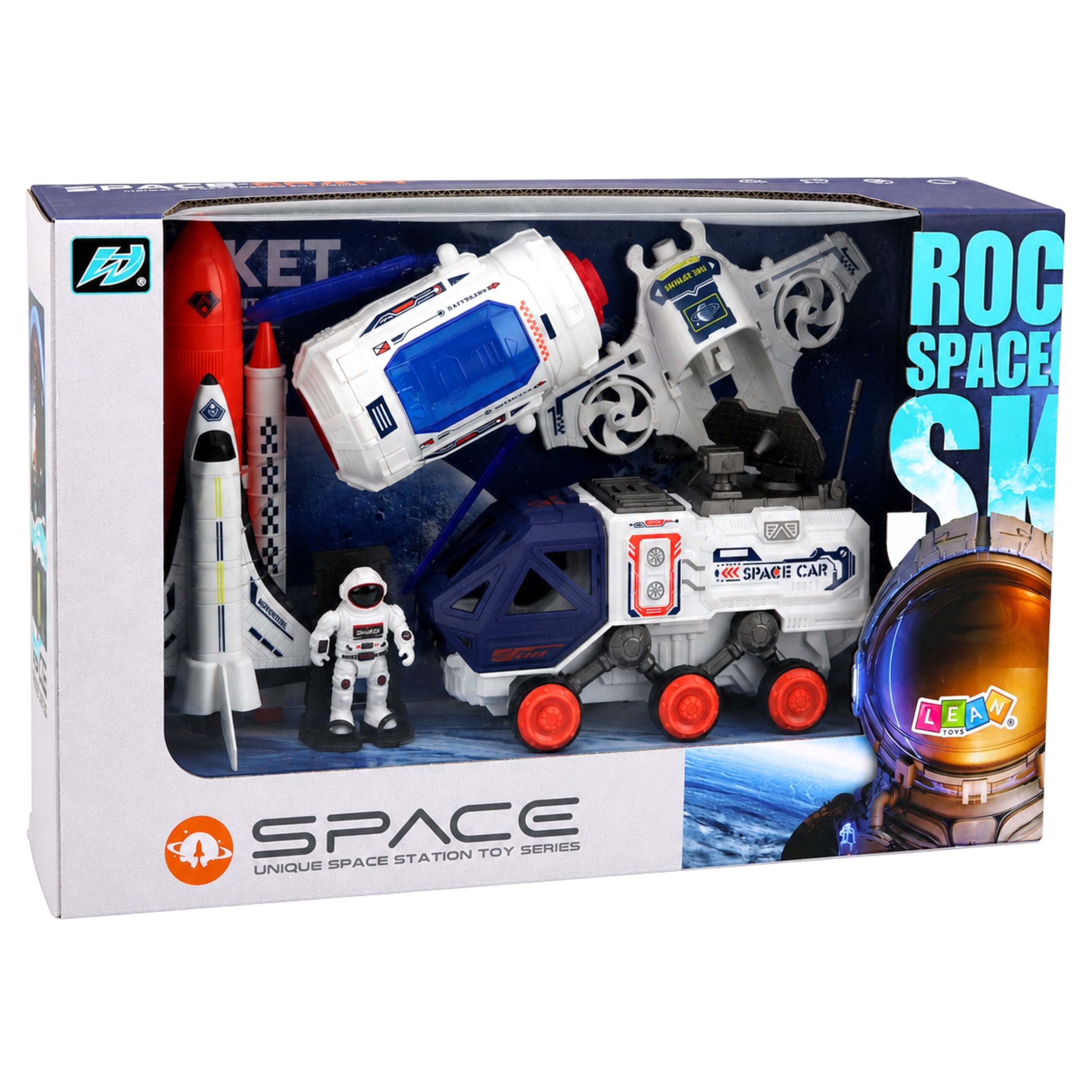 Space Set Rocket Shuttle Drone Astronaut Satellite Vehicle
