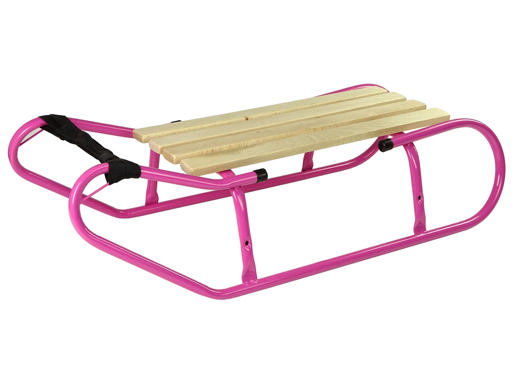 Metal Sled With Backrest Strap Pink
