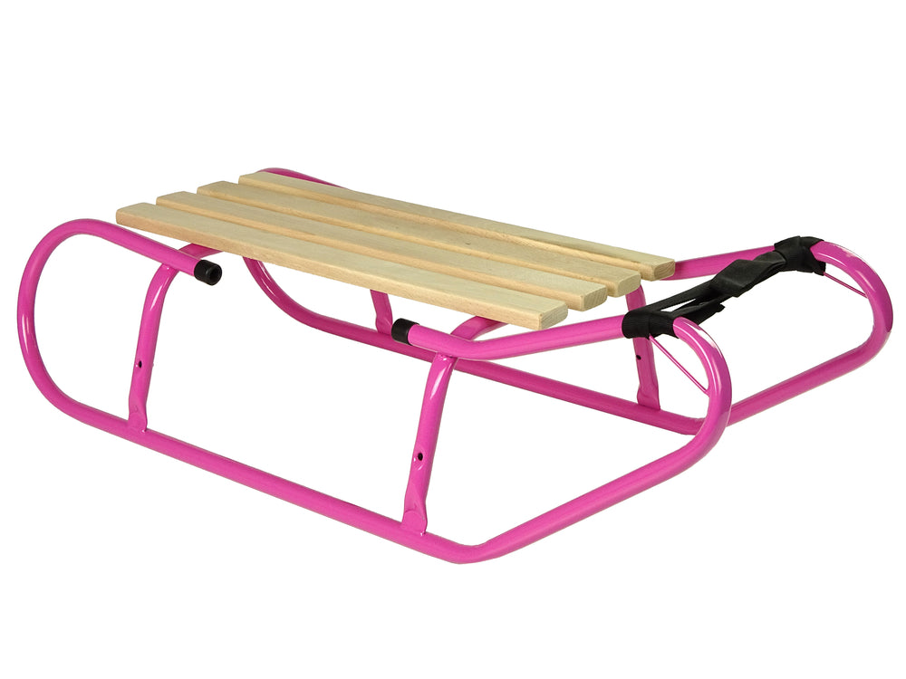 Metal Sled With Backrest Strap Pink