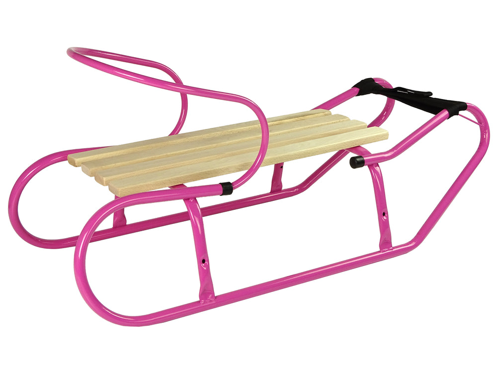 Metal Sled With Backrest Strap Pink