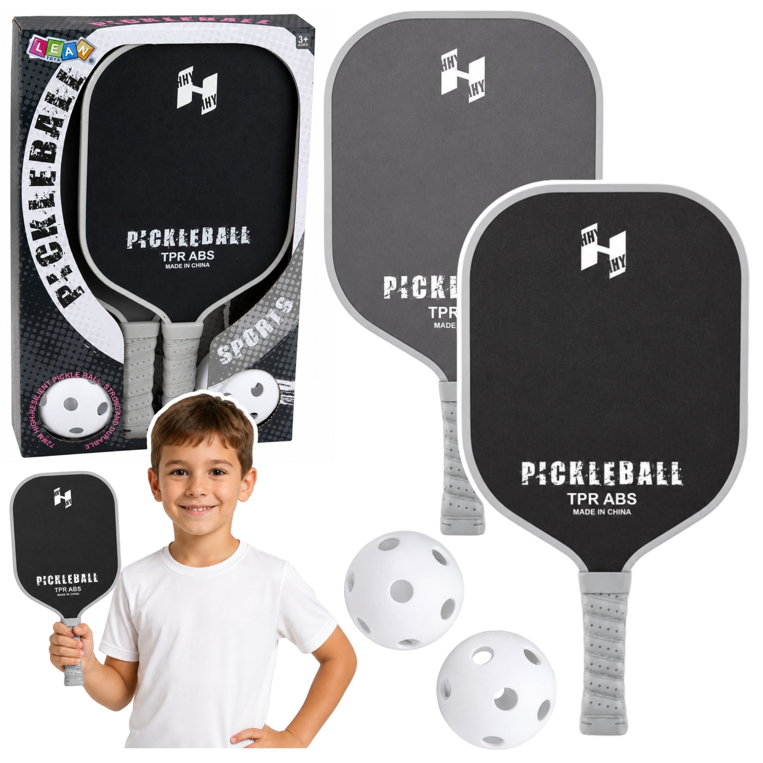 Pickleball Tennis Badminton Racket Set With 2 Balls Black And Gray