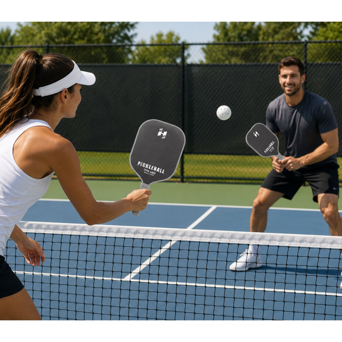 Pickleball tennisbadmintonracketset med 2 bollar svart och grått