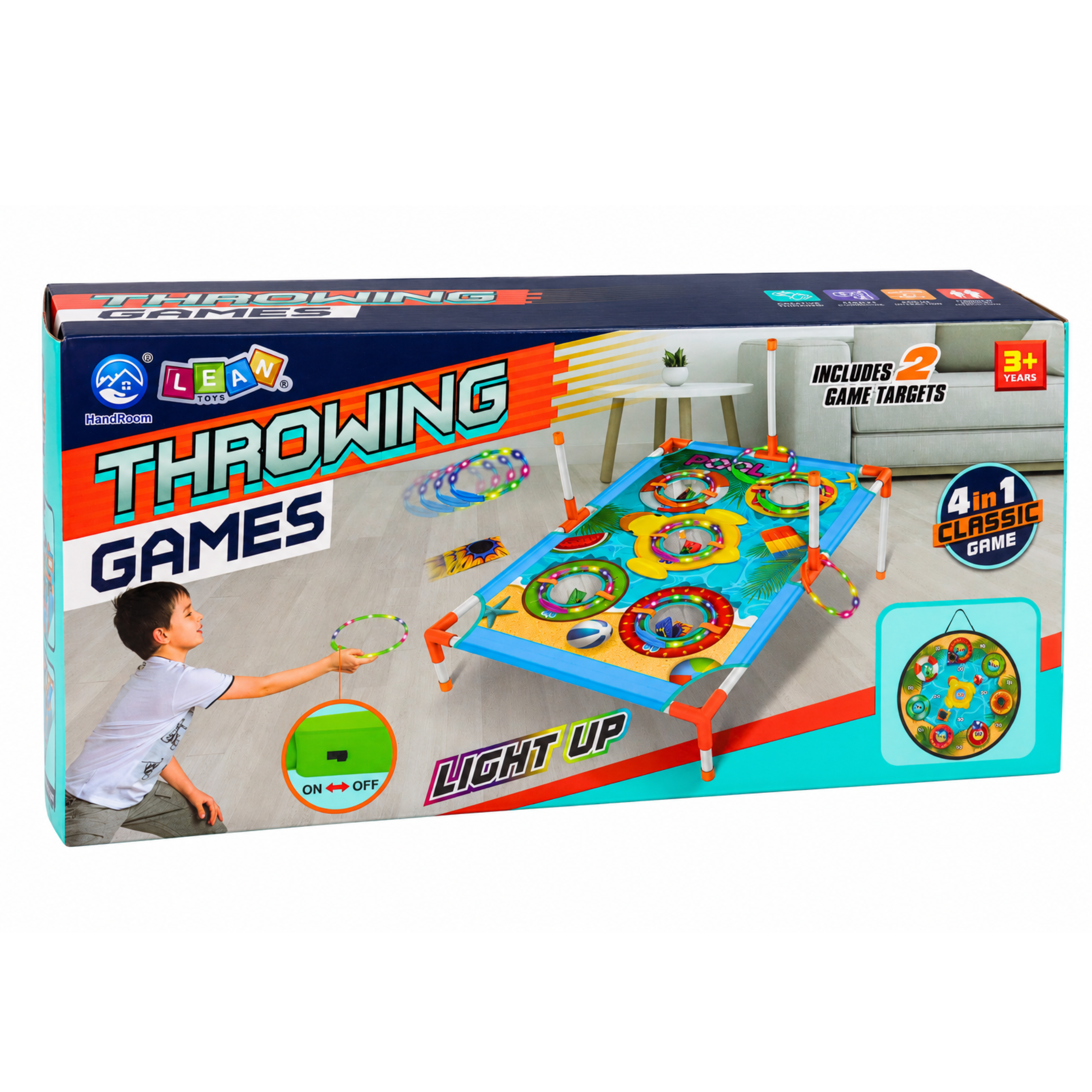 4-in-1 Target Throwing Skill Game With A Board Bags Hoops Frisbee