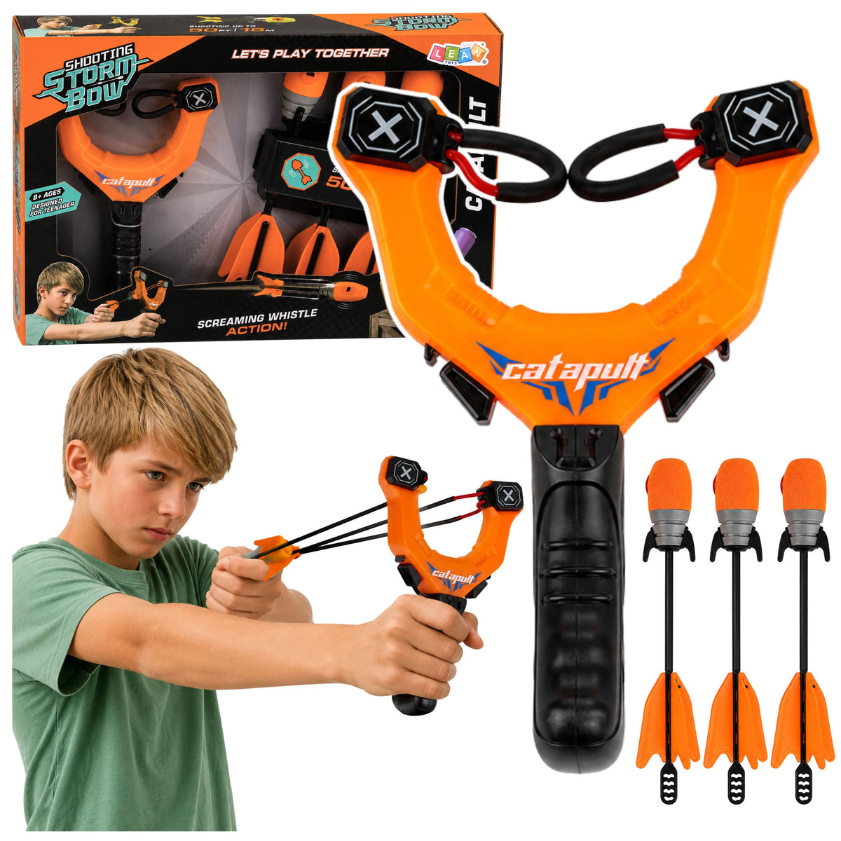 Sports Set Of Skill Slingshot With Whistling Arrows Orange 15m
