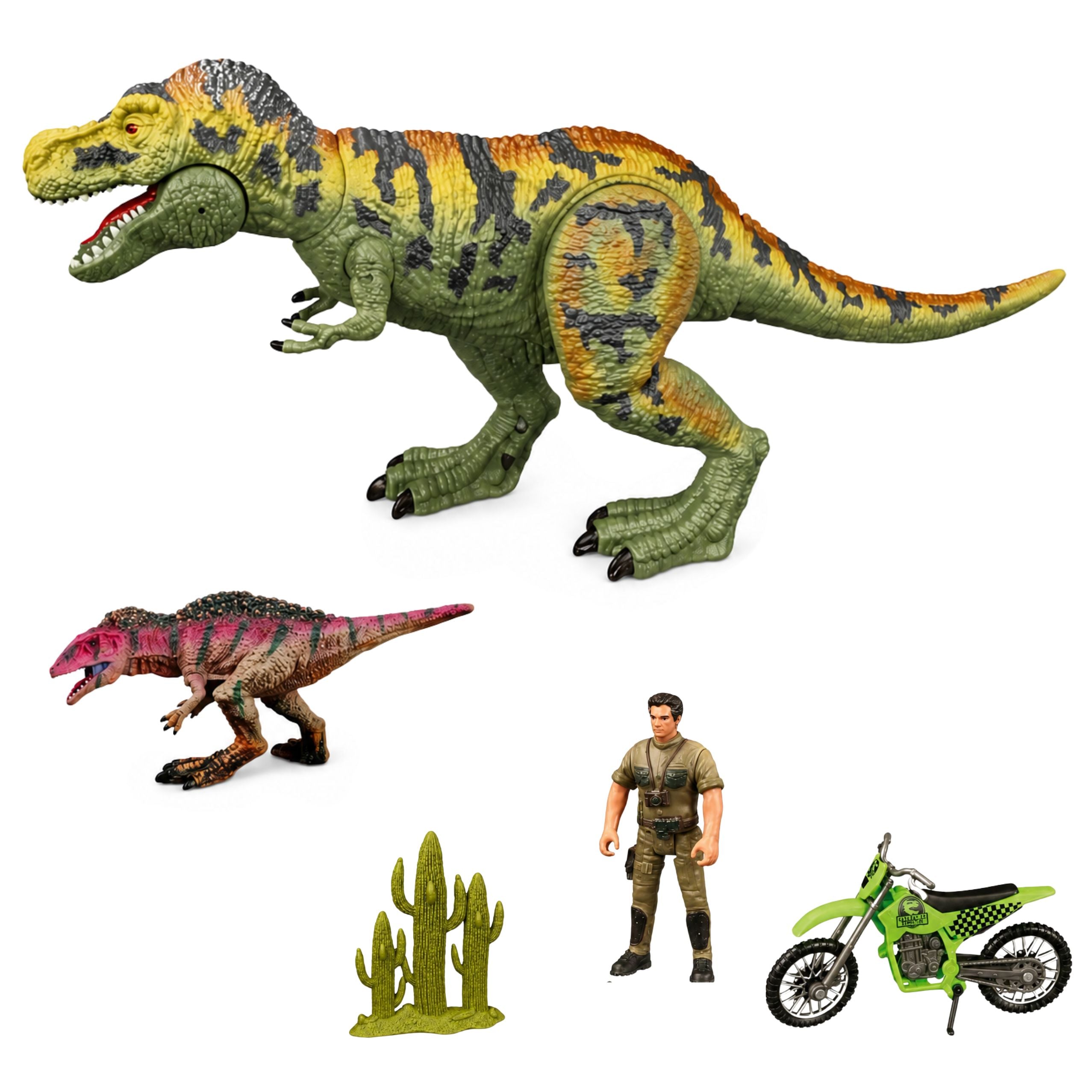 Set Dinosaur T-rex Movable Hunter Motor Figures Accessories Sounds