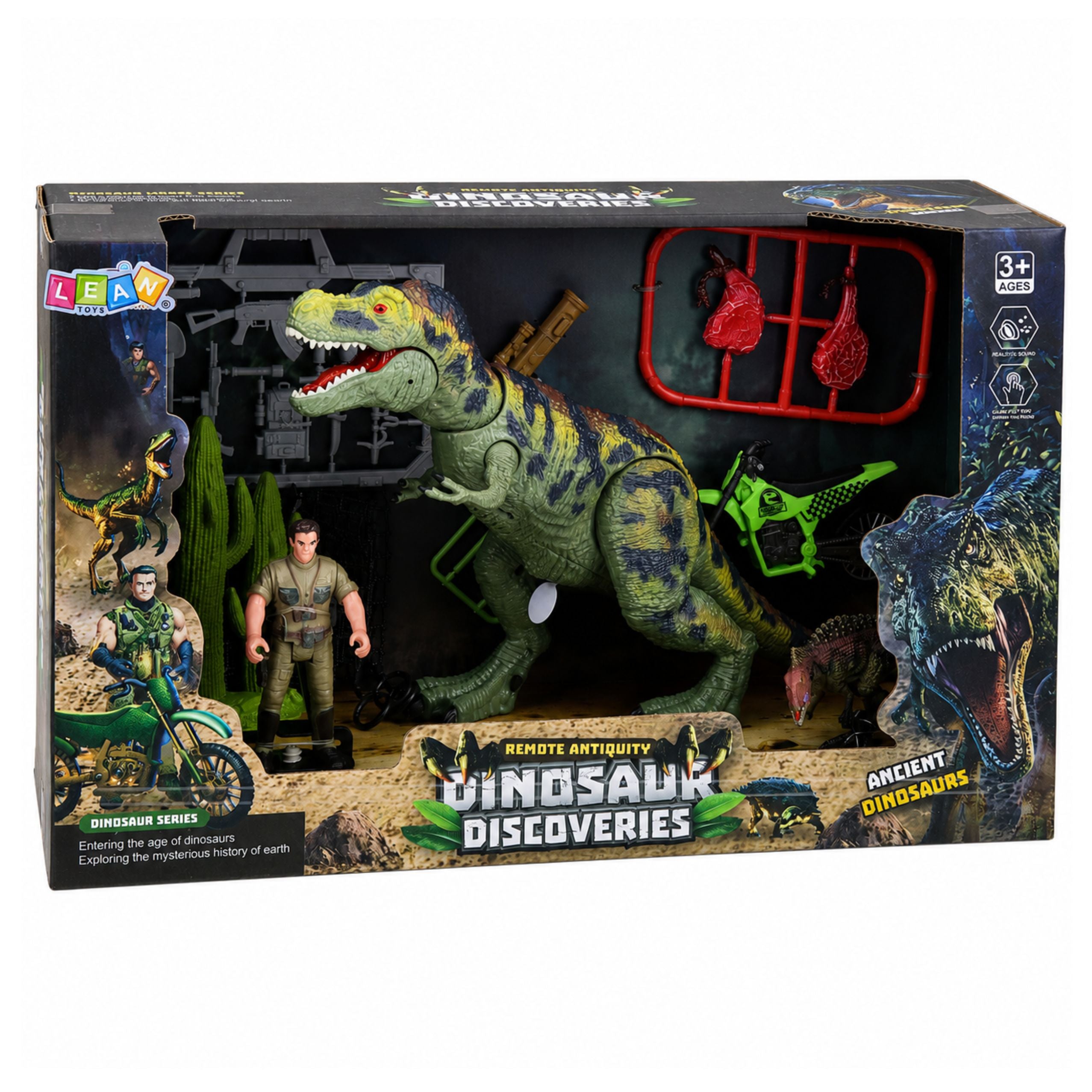 Set Dinosaur T-rex Movable Hunter Motor Figures Accessories Sounds