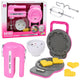 Kitchen Set Waffle Maker Mixer Interchangeable Tips Lights Sounds Pink