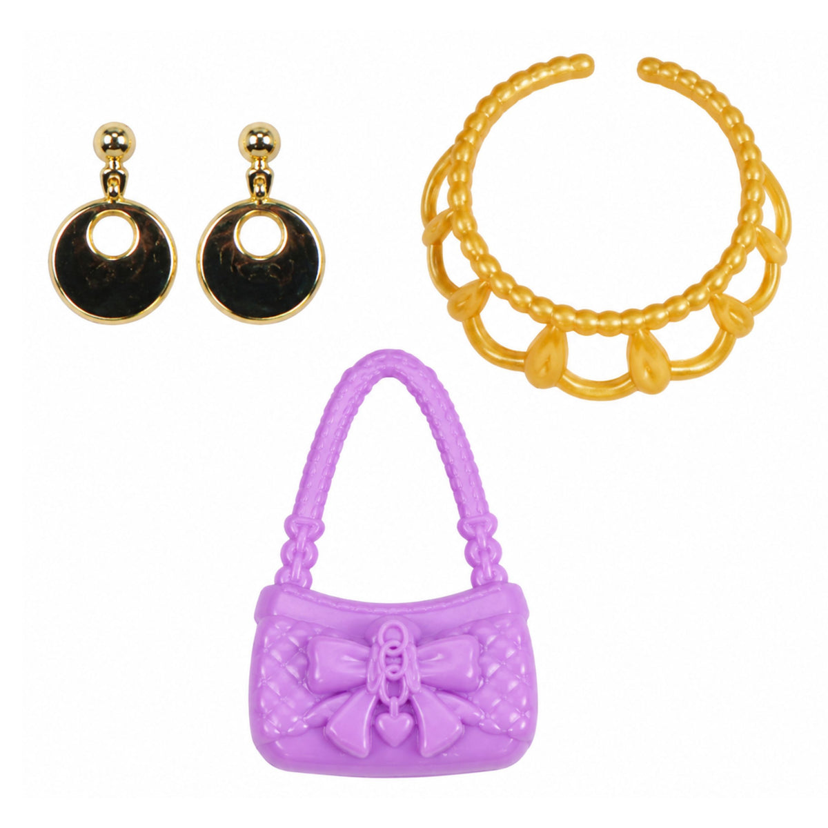 Anlily Doll In Pink Dress Purse Jewelry Accessories Set