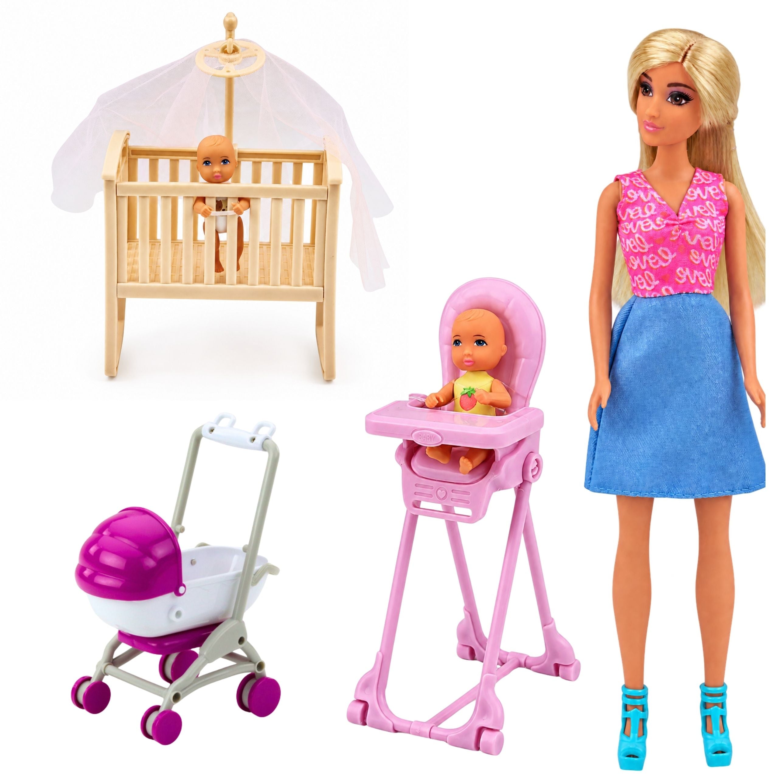 Anlily Mom And Baby Twins Doll Set Accessories
