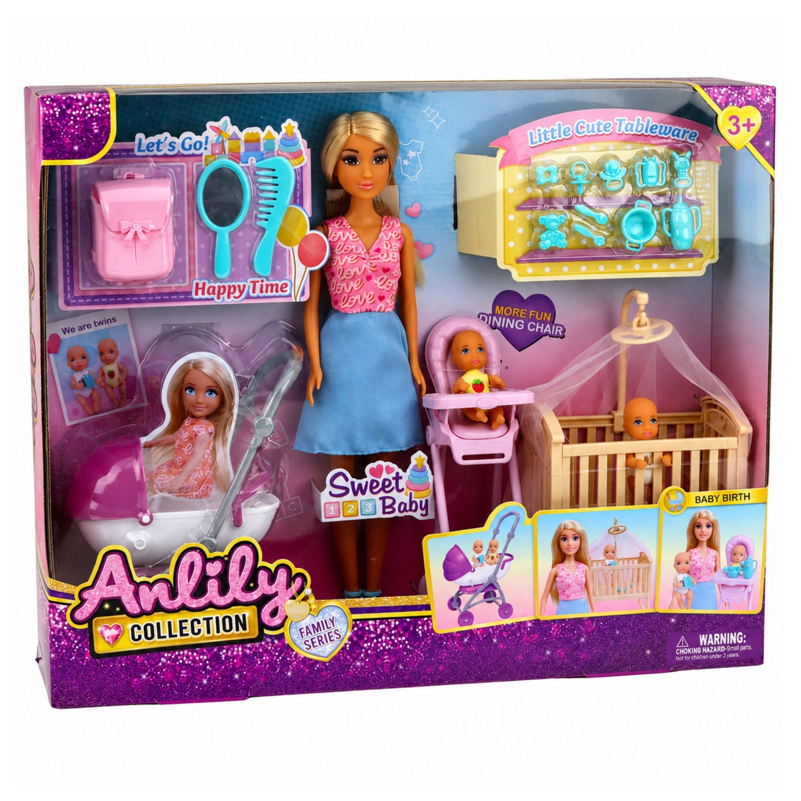 Anlily Mom And Baby Twins Doll Set Accessories
