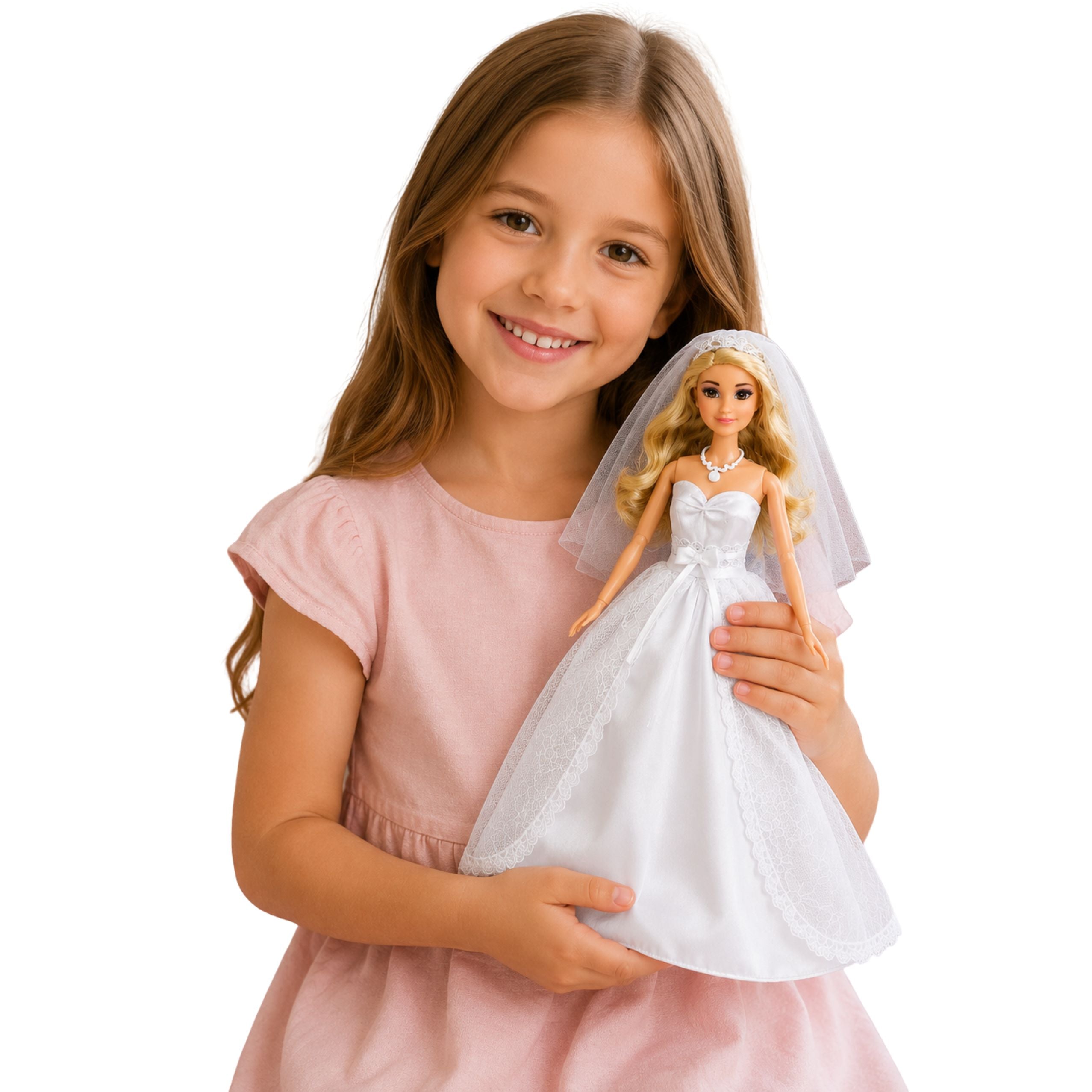 Anlily Bride Doll In White Wedding Dress With Lace Accessories Set