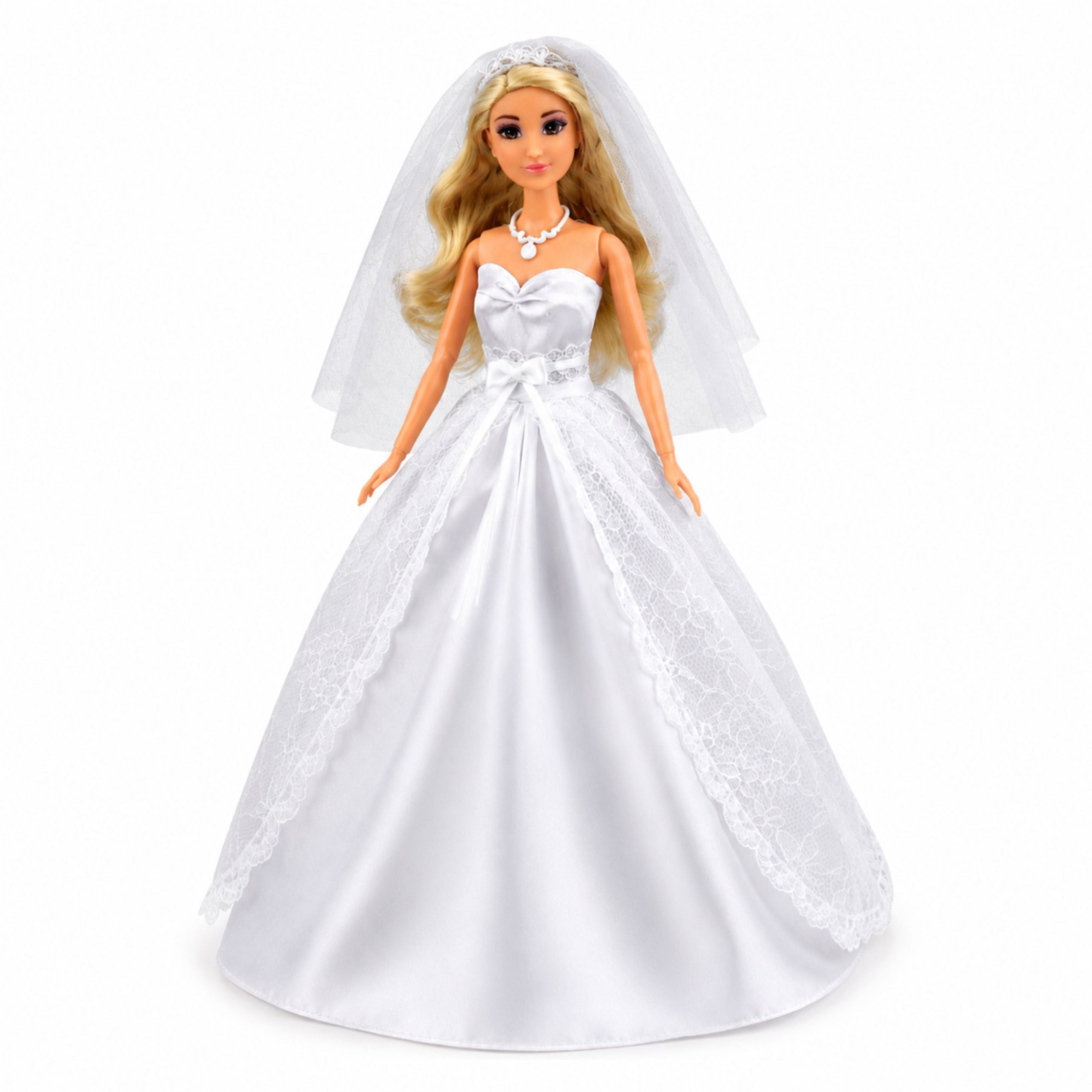 Anlily Bride Doll In White Wedding Dress With Lace Accessories Set