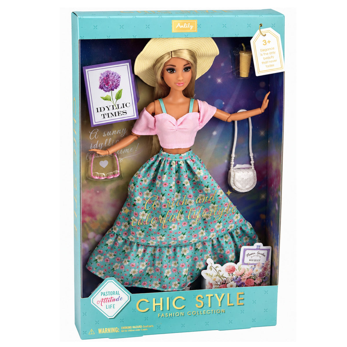 Anlily Fashion Doll con gonna e cappello, set di accessori per tazze