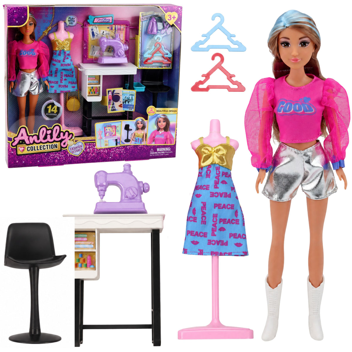Anlily Doll Fashion Designer Clothes Sewing Machine Furniture Mannequin