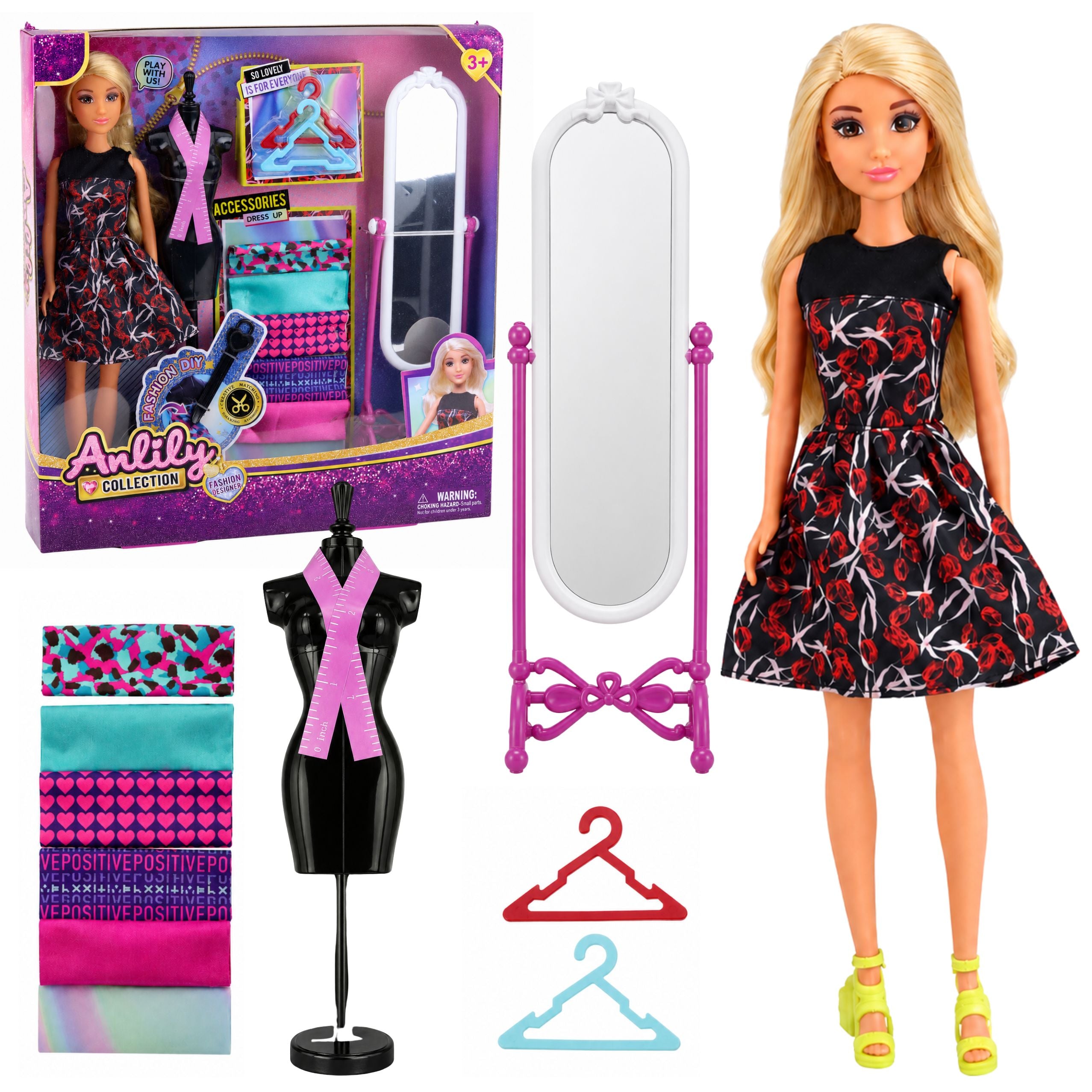 Anlily Doll Fashion Designer Clothes Mirror Mannequin Materials Accessories