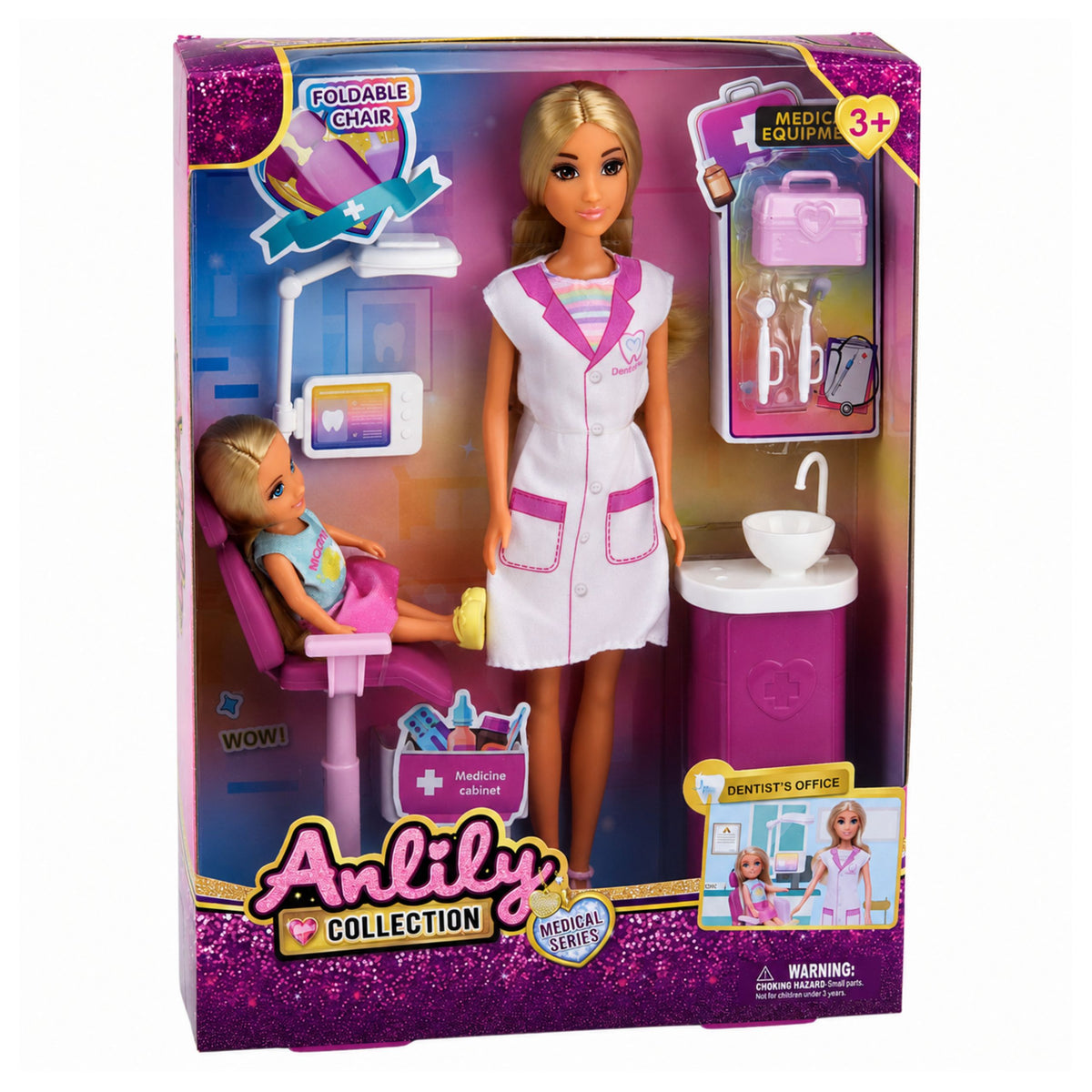 Anlily Zahnarztpuppen-Büro-Zahnstuhl-Zubehör-Set