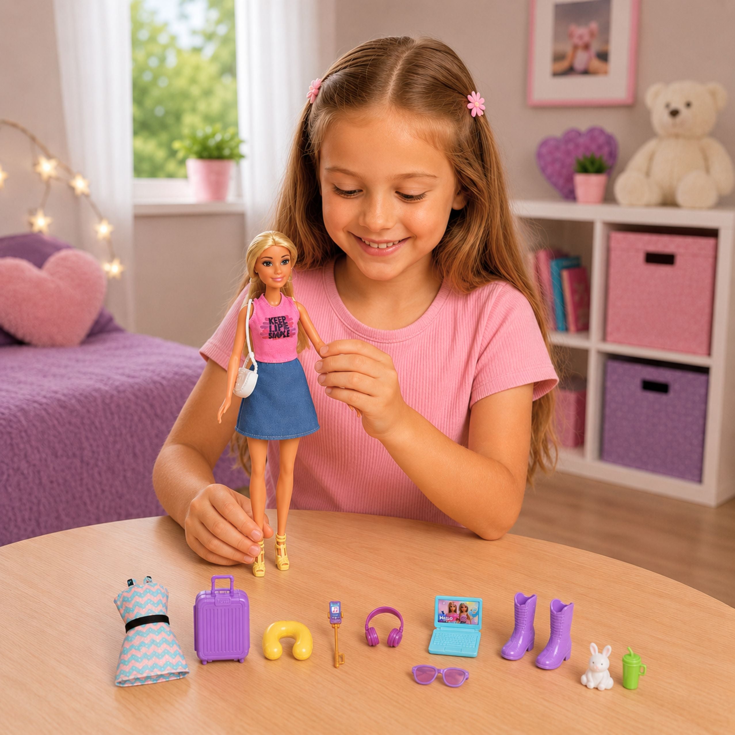 Anlily Traveler Doll With Suitcase Travel Pillow Laptop Accessories