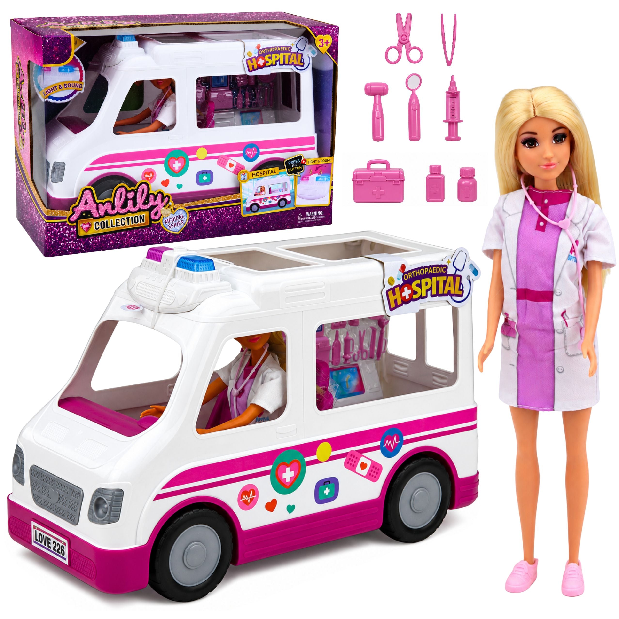 Anlily Doll Doctor In Ambulance Medical Accessories Set