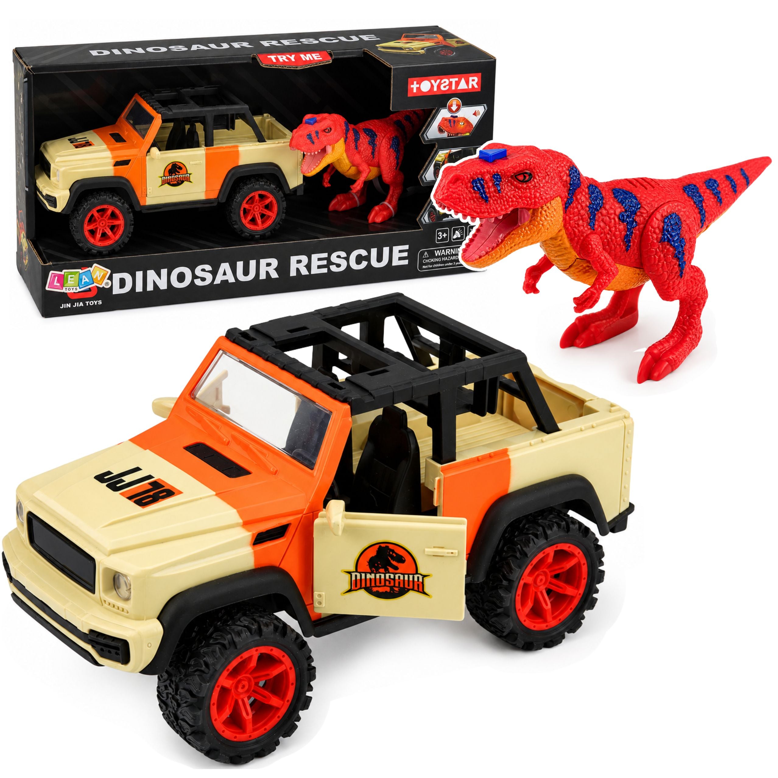 Off-road Vehicle With T-rex Dinosaur Lights Sounds Opening Doors
