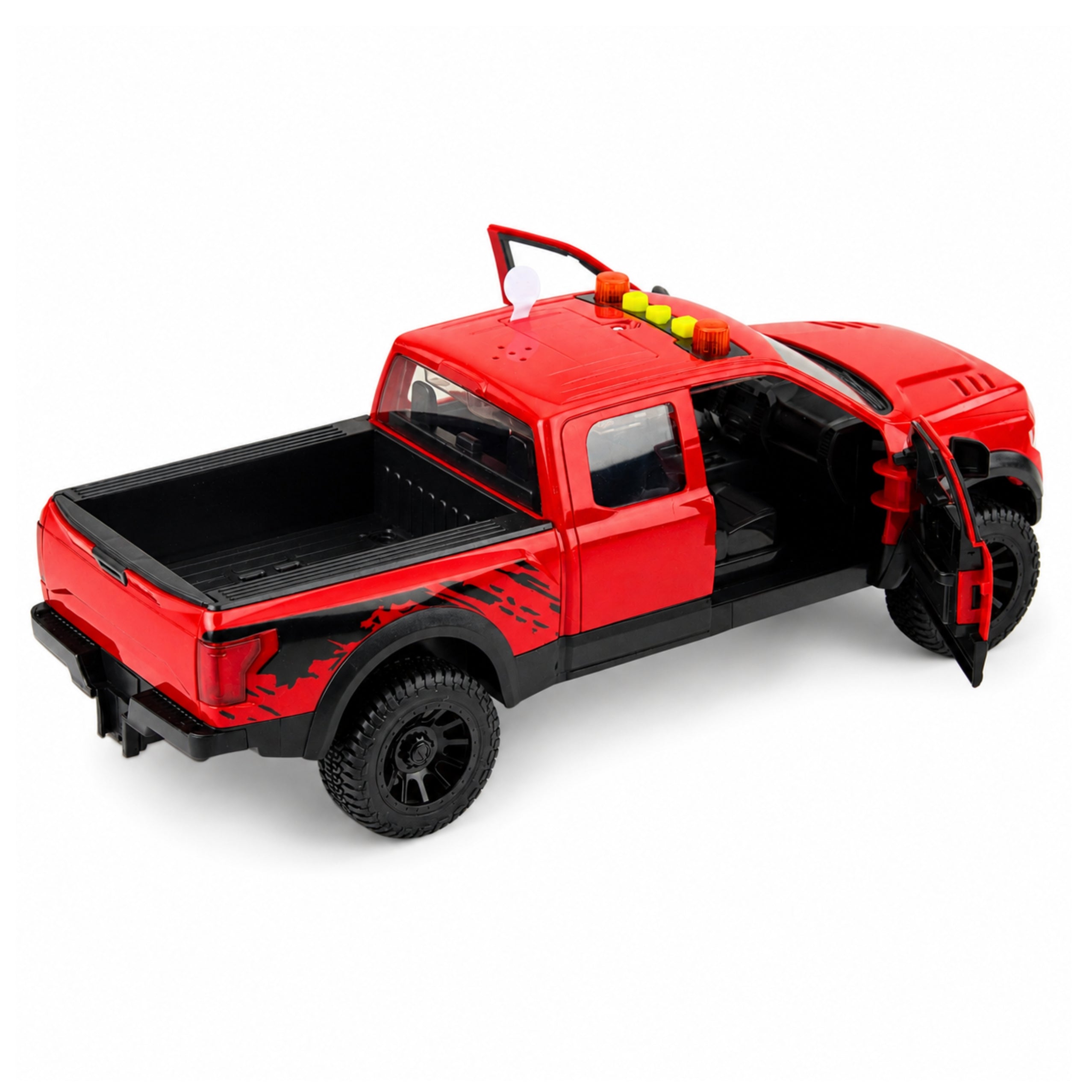 Pickup Truck Opening Doors Tail Lights Sounds Drive Red 1:12
