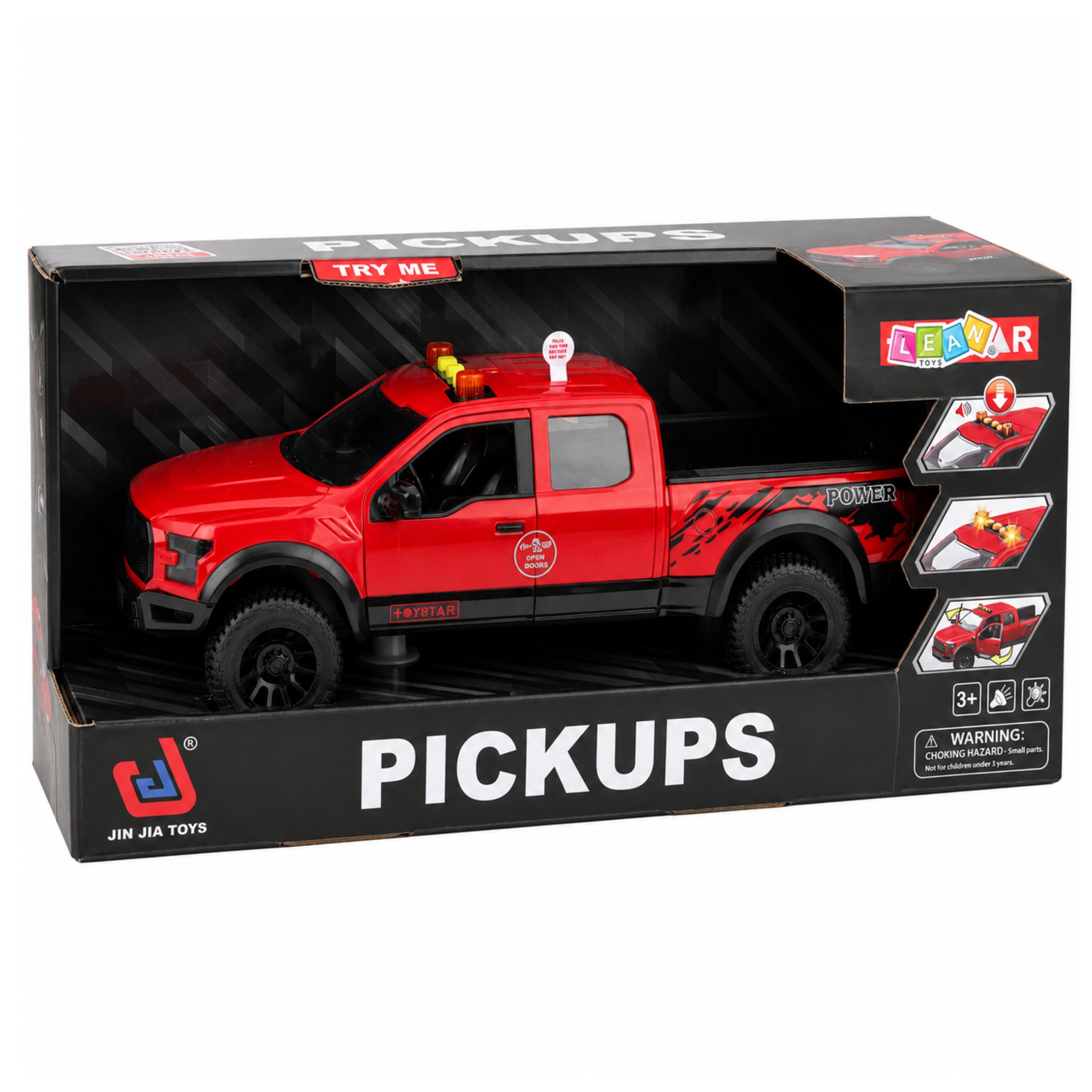Pickup Truck Opening Doors Tail Lights Sounds Drive Red 1:12