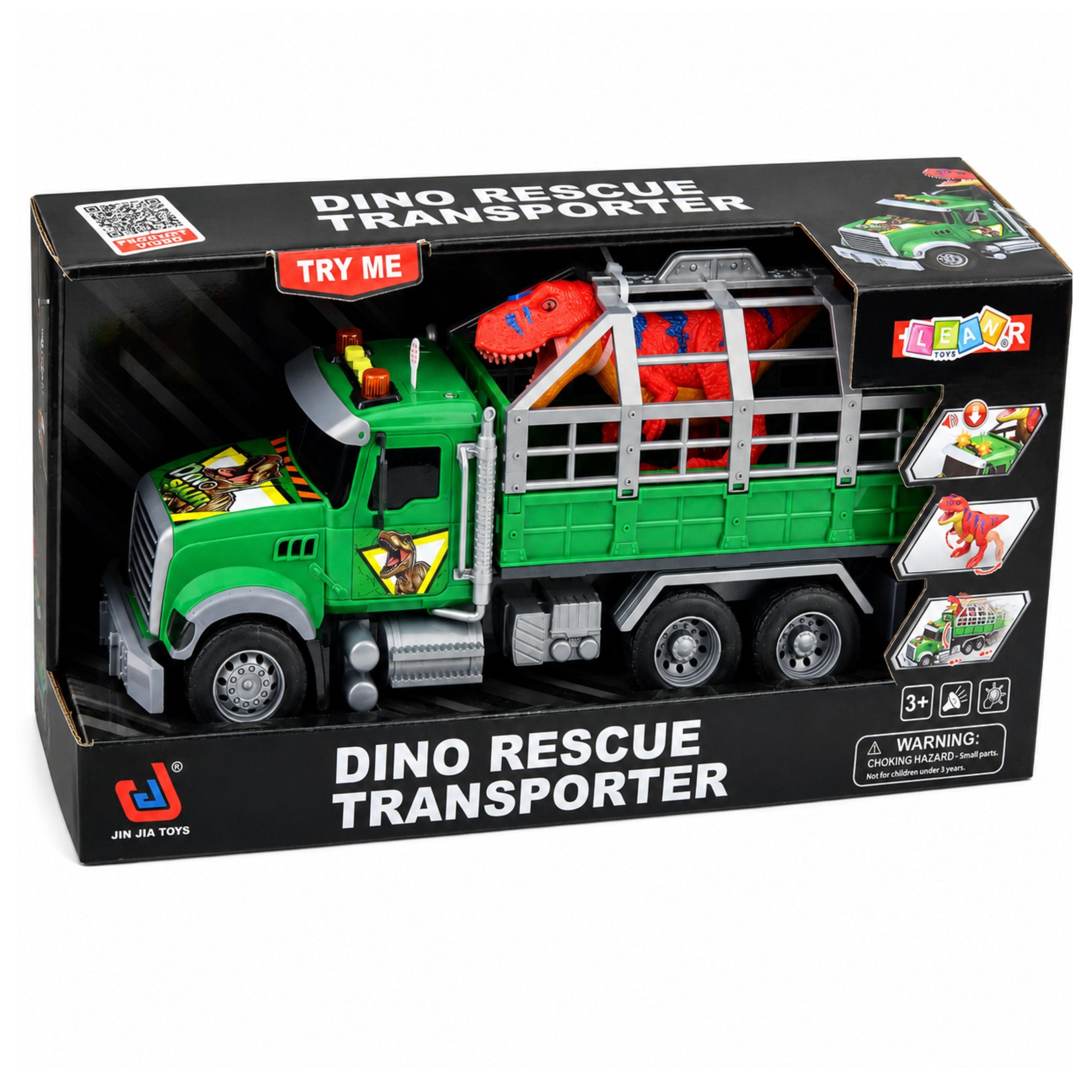 Transporter Truck With Cage T-rex Dinosaur Figure Lights And Sounds 1:12