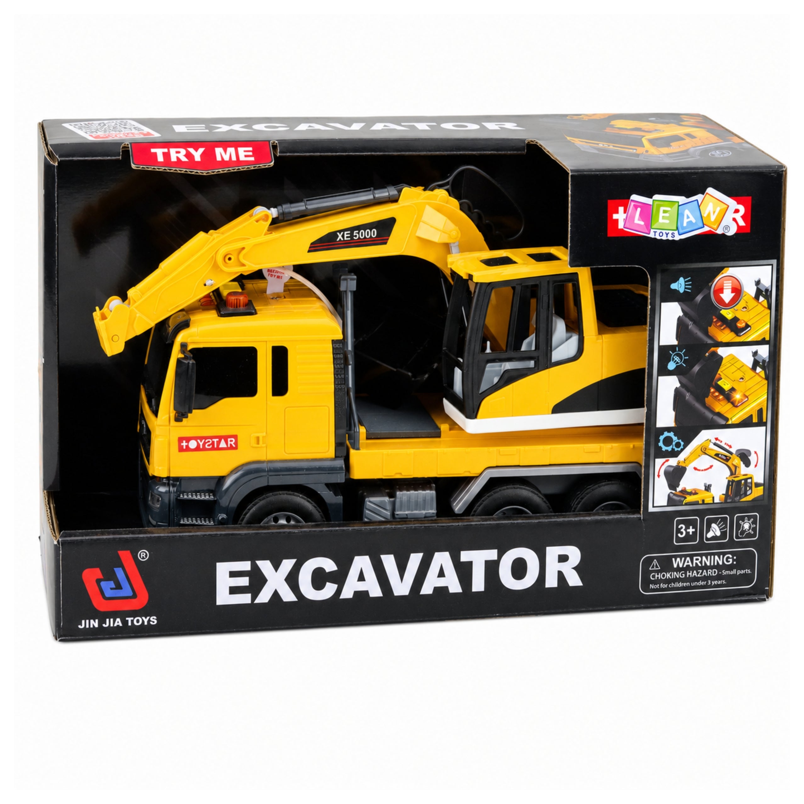 Truck With Excavator Movable Bucket Lights Sounds Drive Yellow 1:14