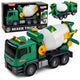 Concrete Mixer Truck With Rotating Drum Lights Sounds Green