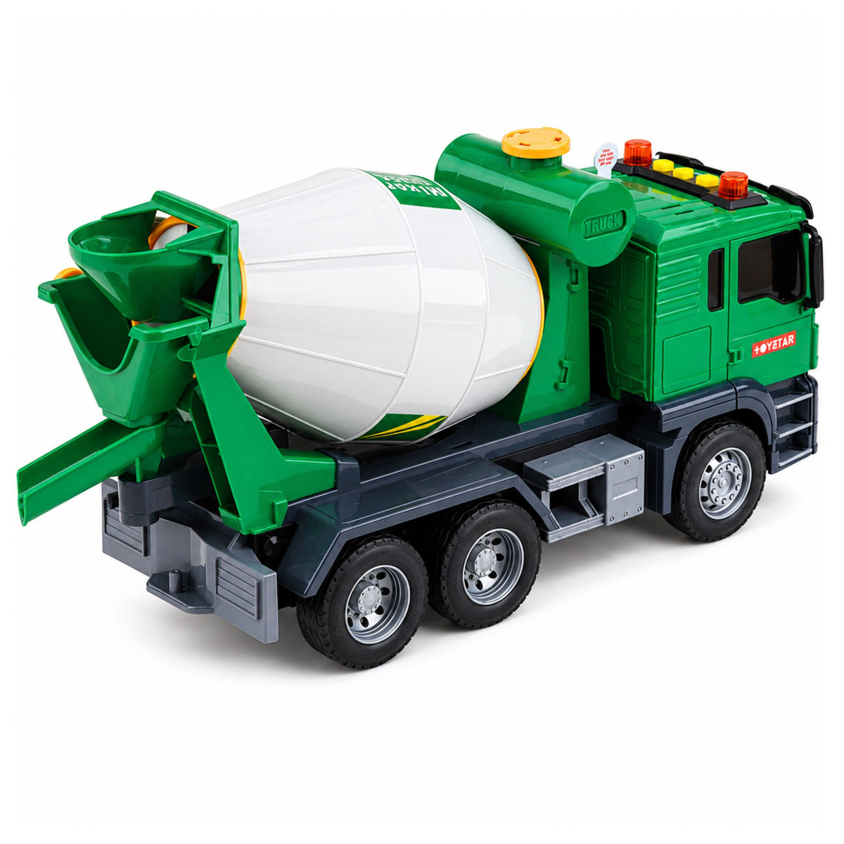 Concrete Mixer Truck With Rotating Drum Lights Sounds Green