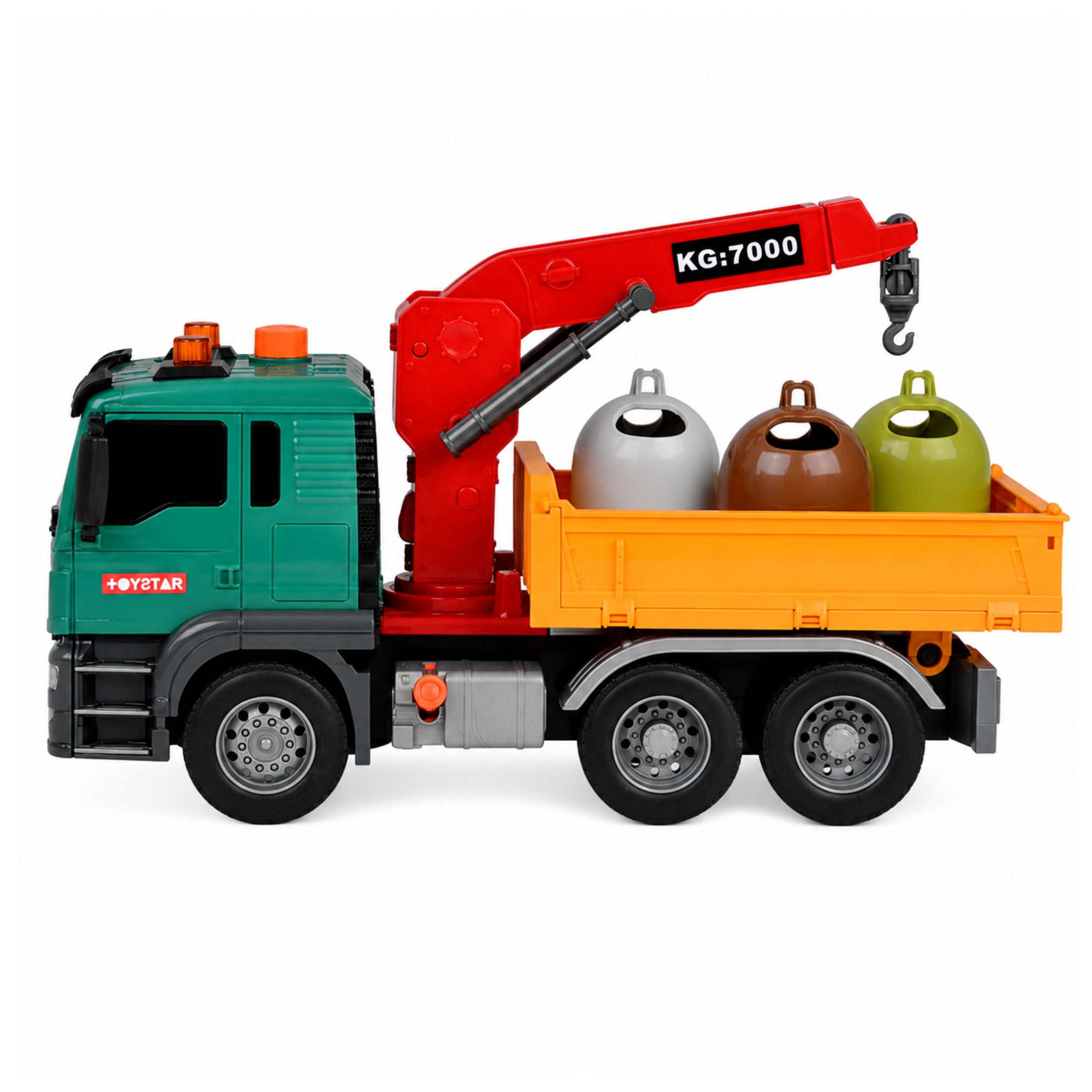Truck With Crane Containers For Waste Sorting Drive Light Sound