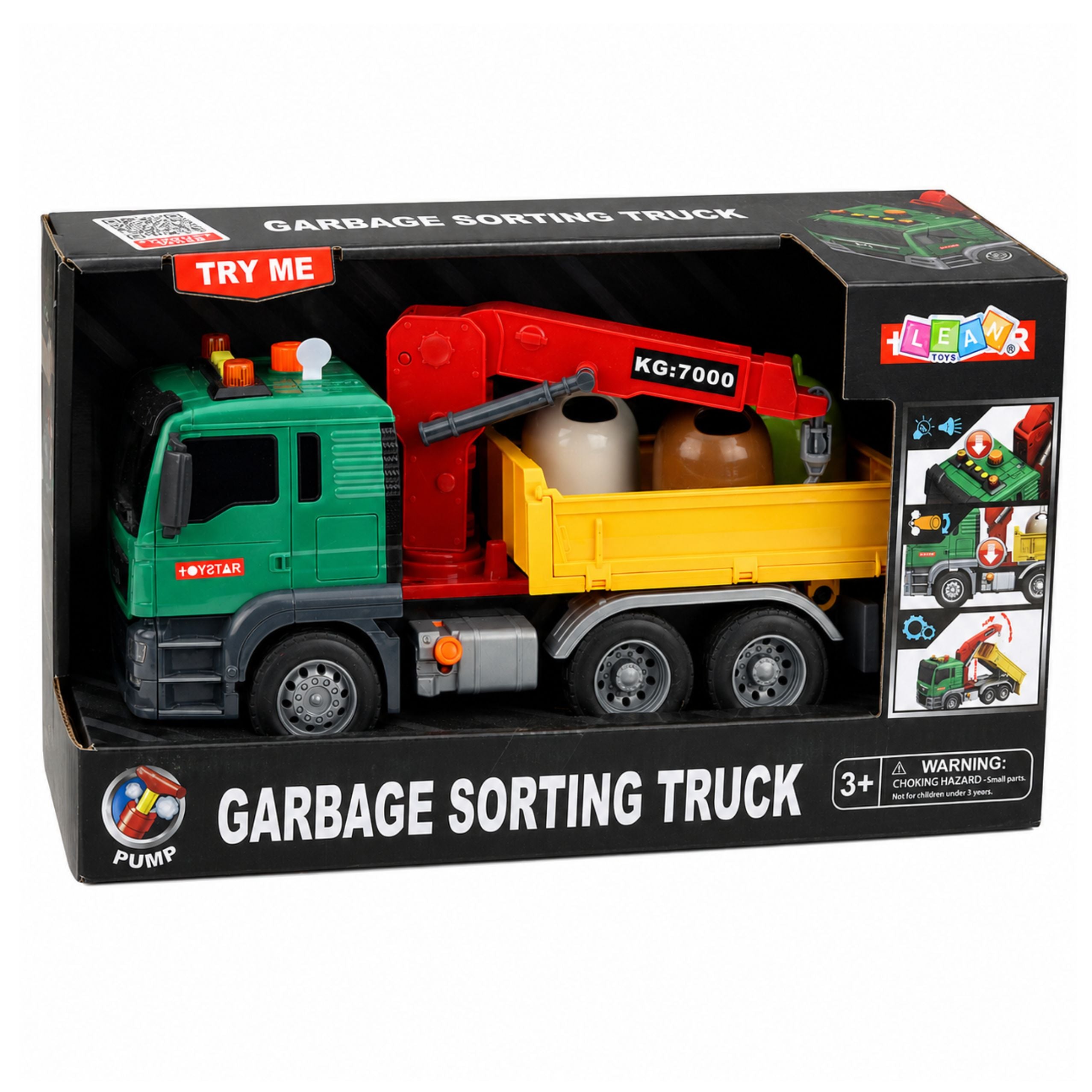 Truck With Crane Containers For Waste Sorting Drive Light Sound