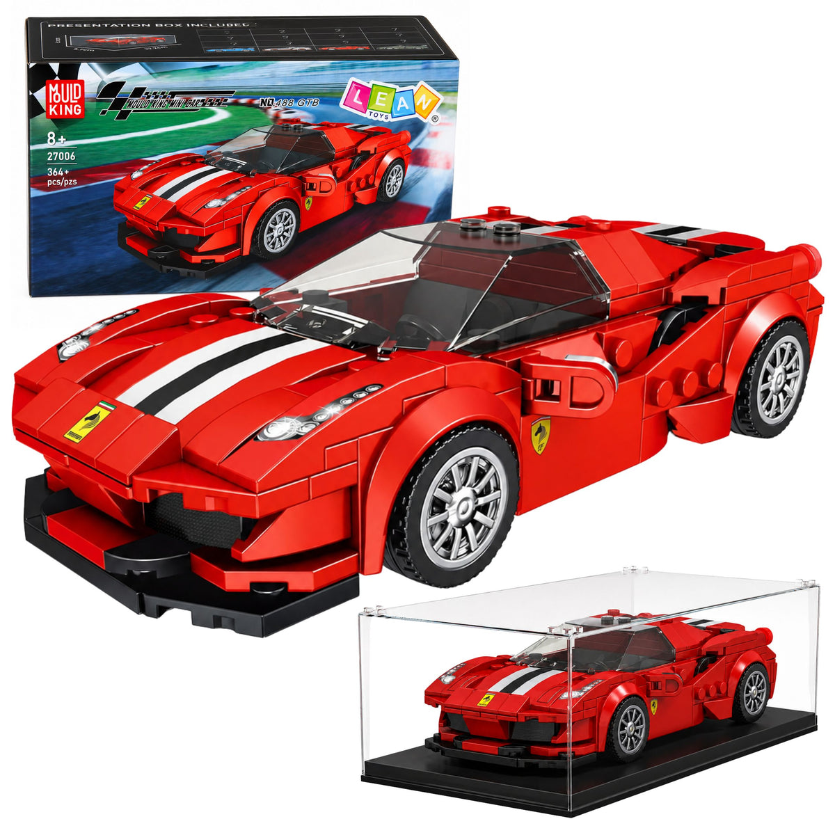 Bausteine ​​Sportwagen-Rennvitrine Rot 364-tlg.