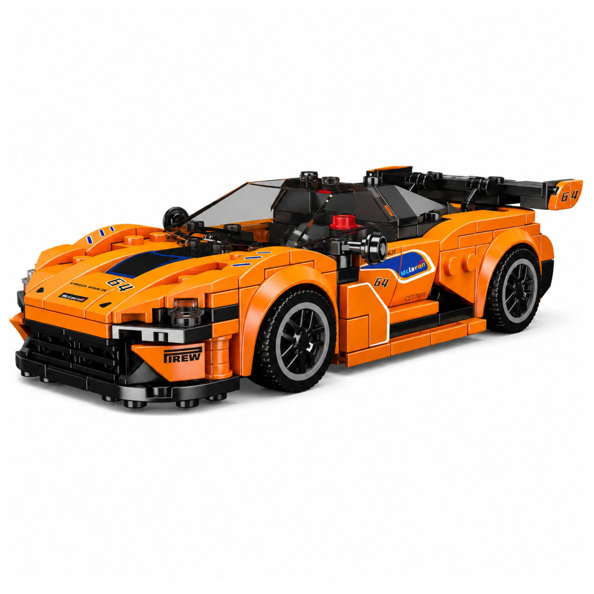 Bouwstenen sportwagen oranje vitrine 423 st.