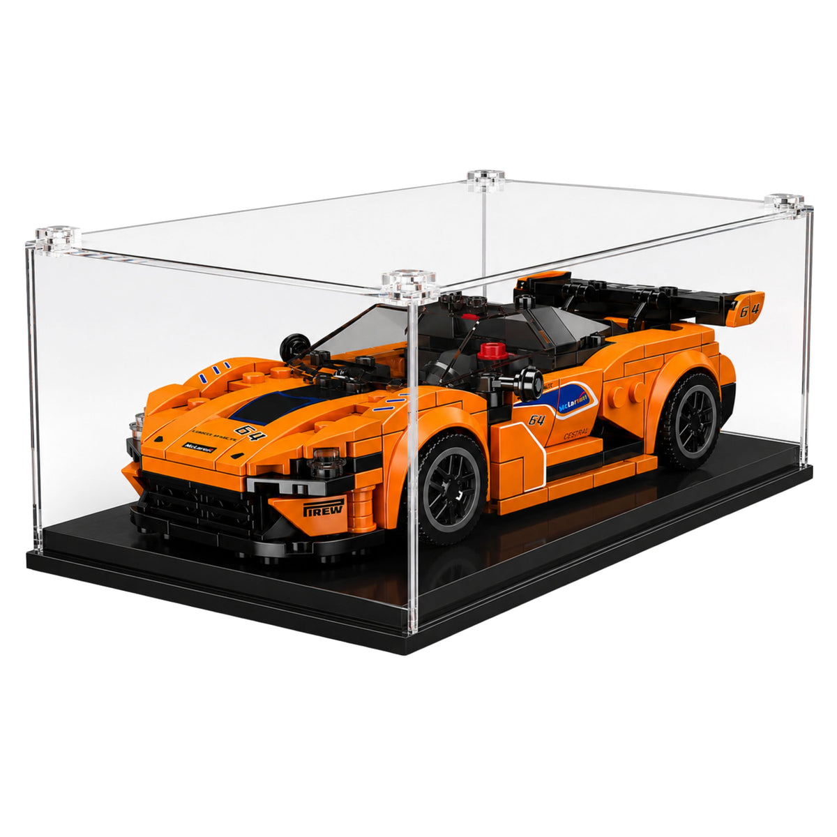 Bouwstenen sportwagen oranje vitrine 423 st.